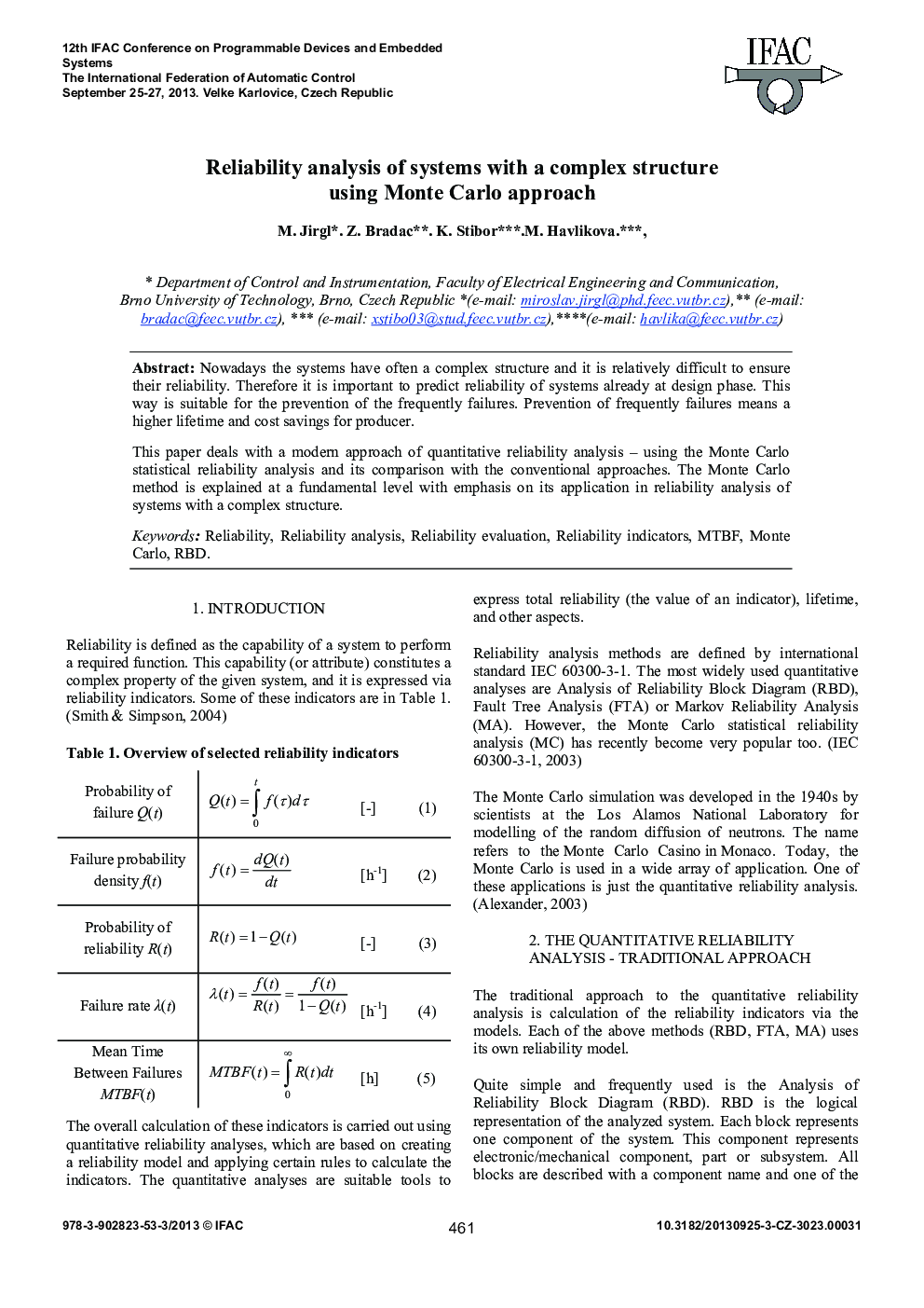 Reliability analysis of systems with a complex structure using Monte Carlo approach