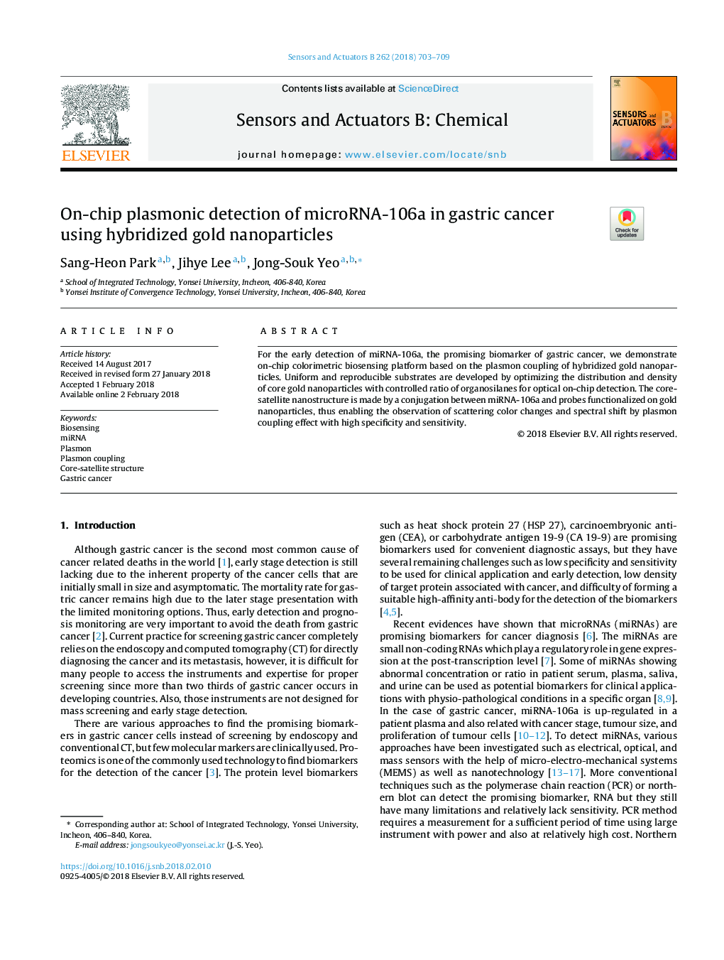 On-chip plasmonic detection of microRNA-106a in gastric cancer using hybridized gold nanoparticles