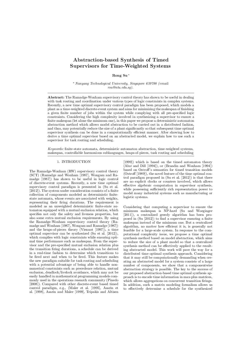 Abstraction-based Synthesis of Timed Supervisors for Time-Weighted Systems