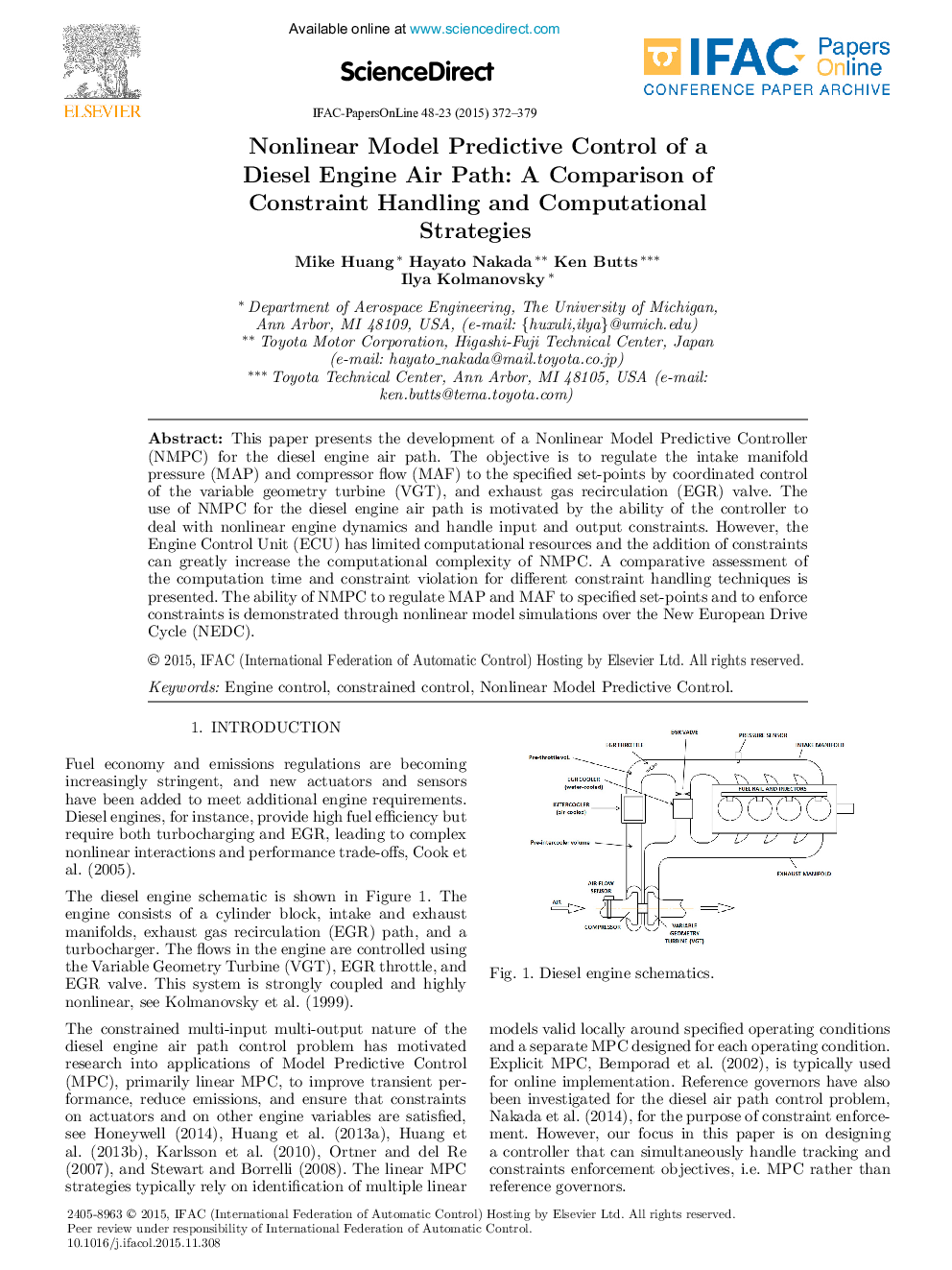 Nonlinear Model Predictive Control of a Diesel Engine Air Path: A Comparison of Constraint Handling and Computational Strategies