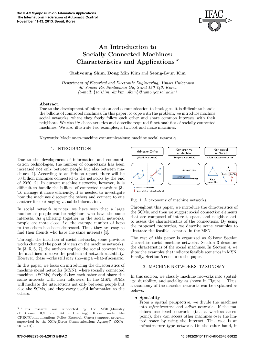 An Introduction to Socially Connected Machines: Characteristics and Applications*