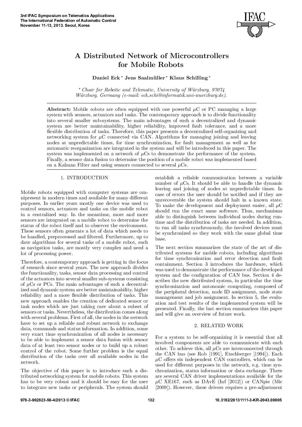 A Distributed Network of Microcontrollers for Mobile Robots
