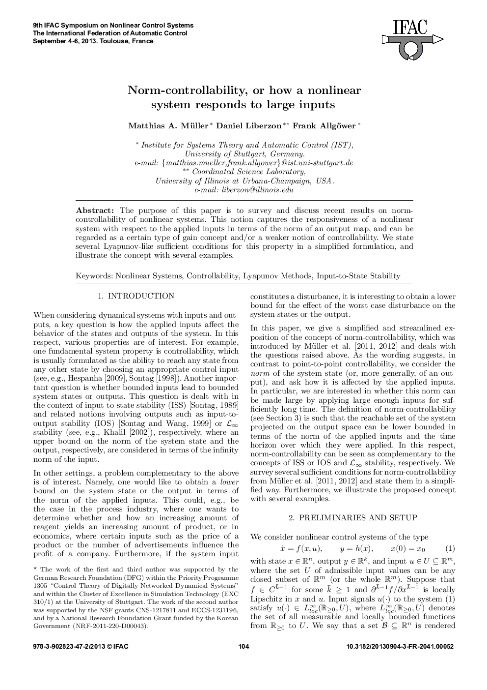 Norm-controllability, or how a nonlinear system responds to large inputs 