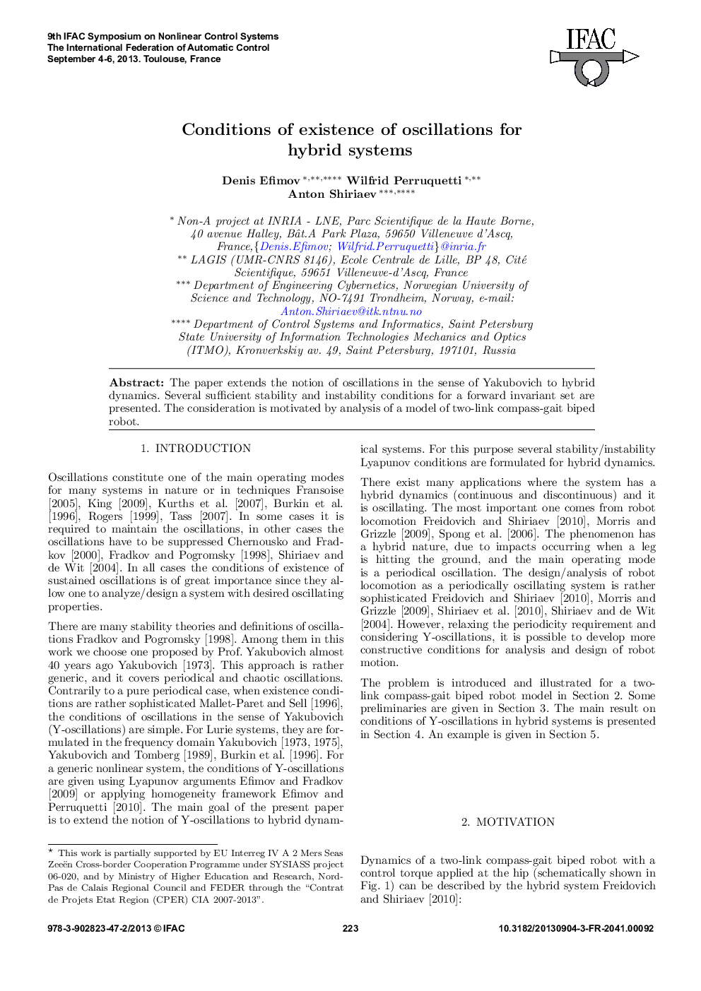 Conditions of existence of oscillations for hybrid systems 