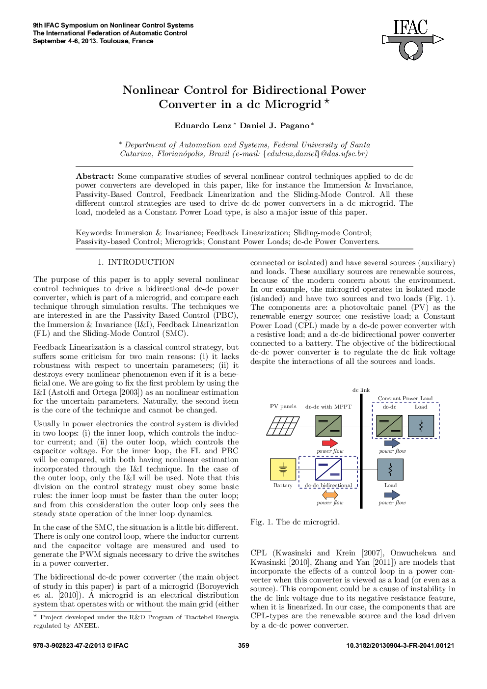Nonlinear Control for Bidirectional Power Converter in a dc Microgrid 