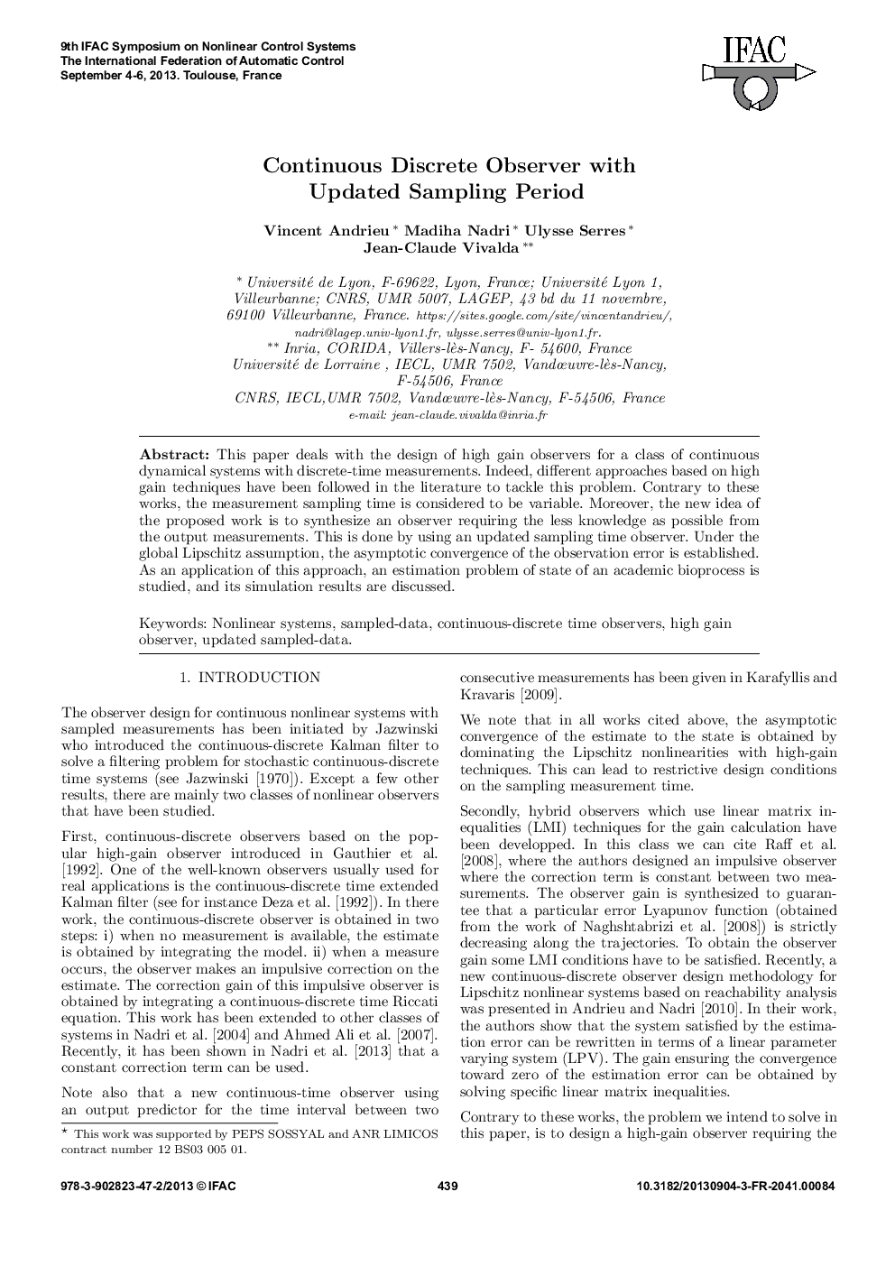 Continuous Discrete Observer with Updated Sampling Period 