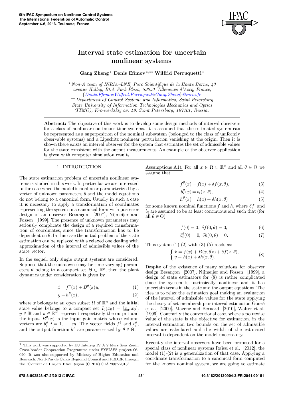 Interval state estimation for uncertain nonlinear systems 