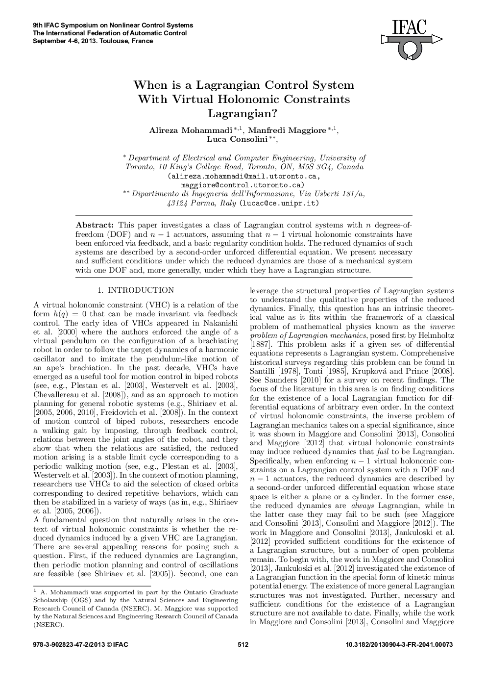When is a Lagrangian Control System With Virtual Holonomic Constraints Lagrangian?