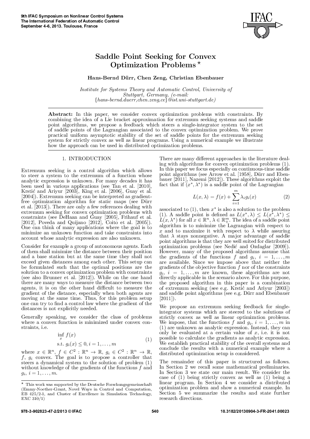 Saddle Point Seeking for Convex Optimization Problems 