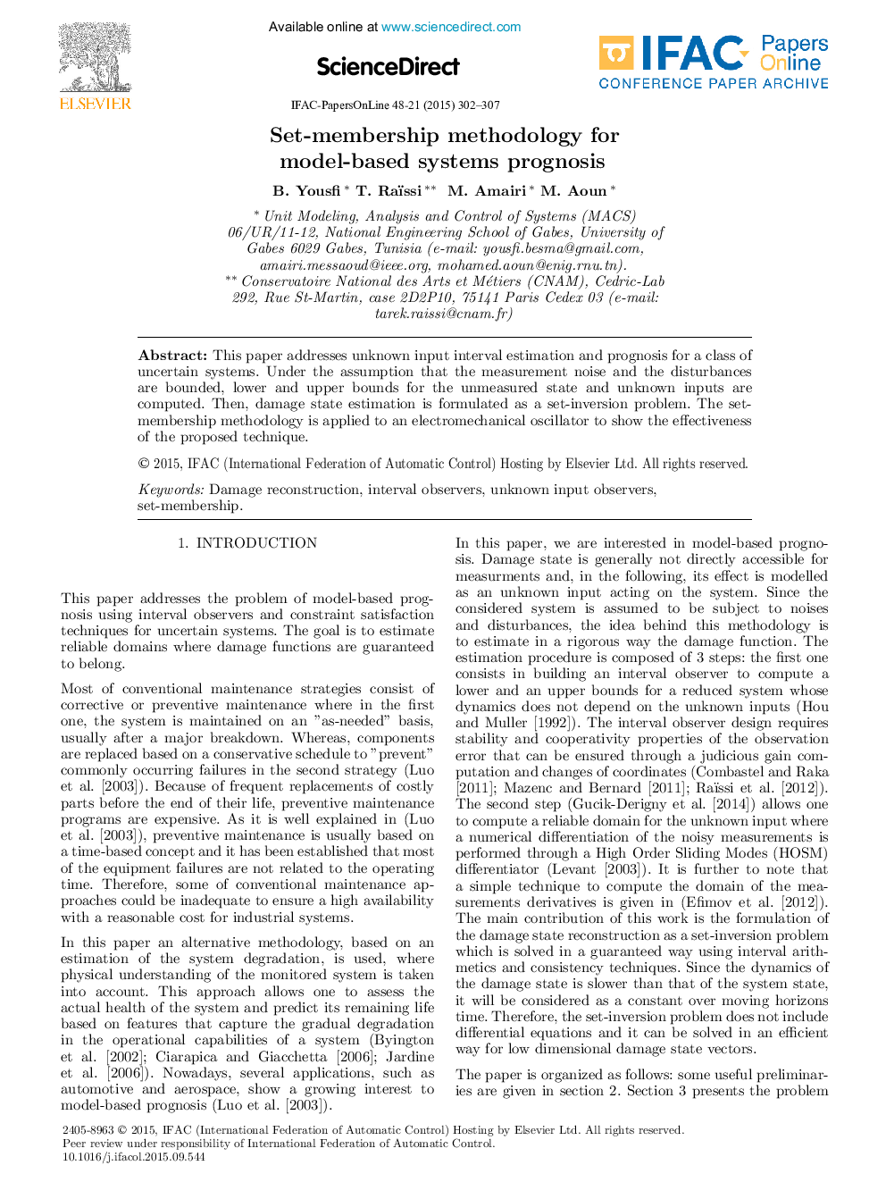 Set-membership methodology for model-based systems prognosis