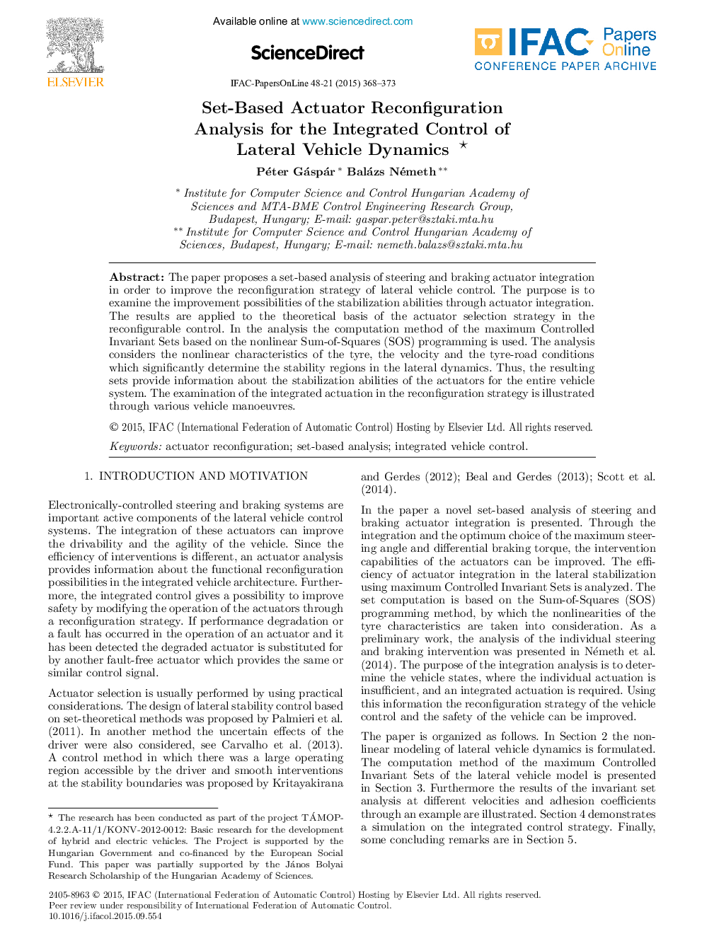 Set-Based Actuator Reconfguration Analysis for the Integrated Control of Lateral Vehicle Dynamics