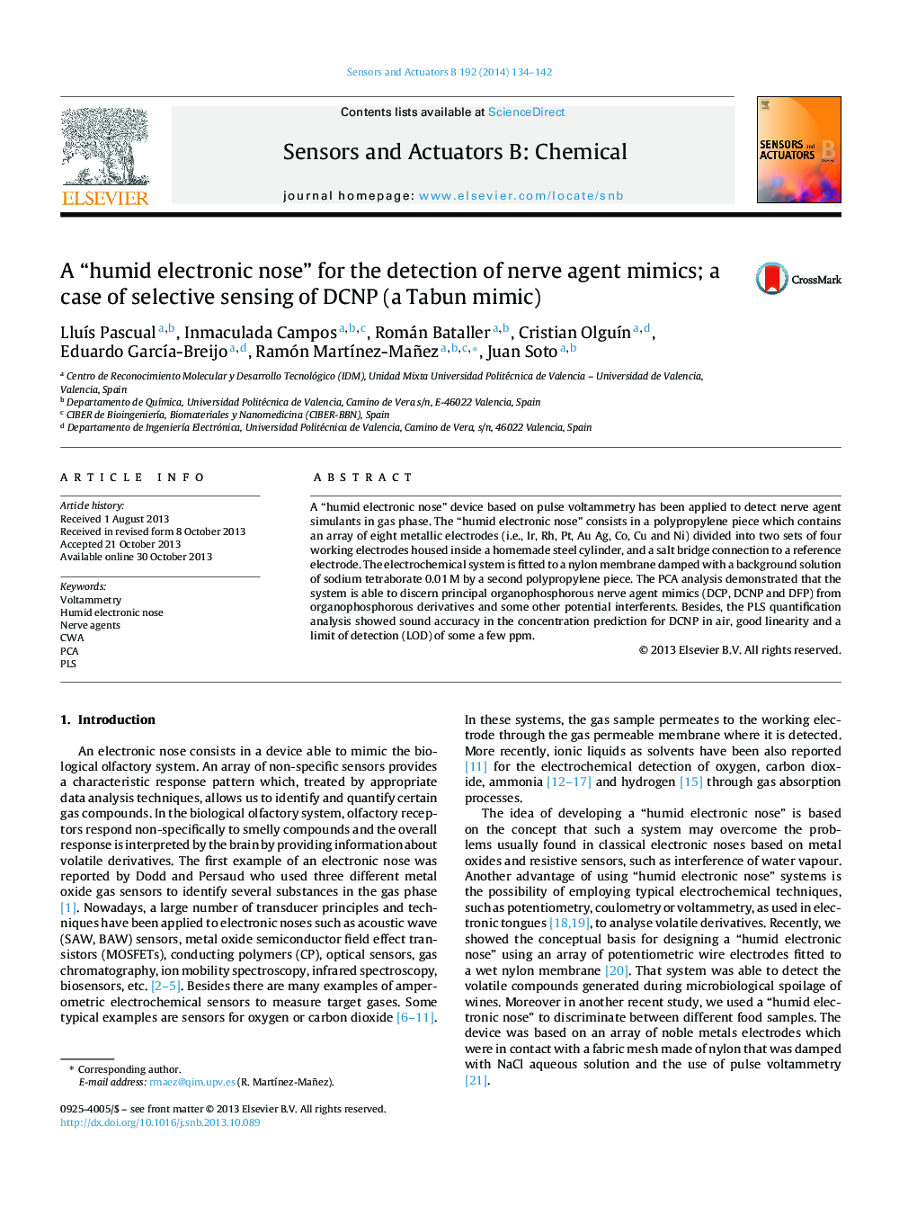 A “humid electronic nose” for the detection of nerve agent mimics; a case of selective sensing of DCNP (a Tabun mimic)