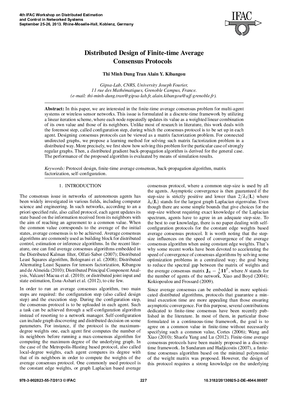 Distributed Design of Finite-time Average Consensus Protocols