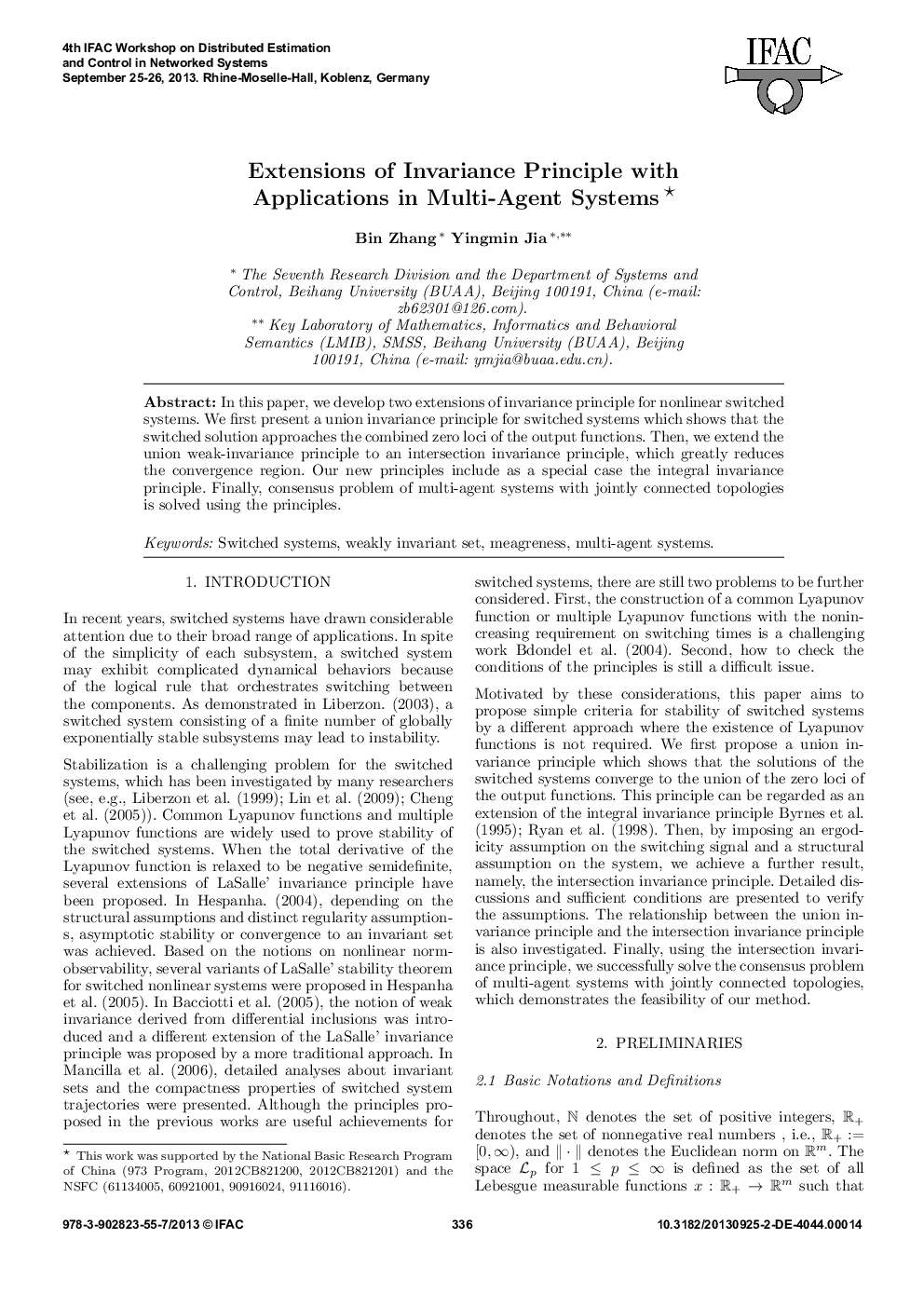 Extensions of Invariance Principle with Applications in Multi-Agent Systems*