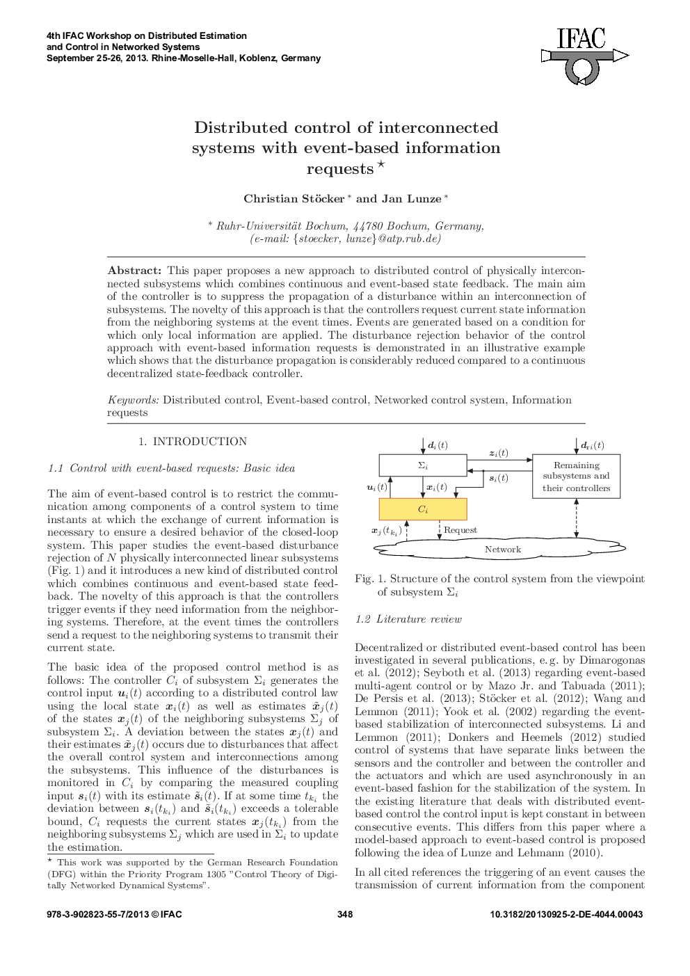 Distributed control of interconnected systems with event-based information requests*