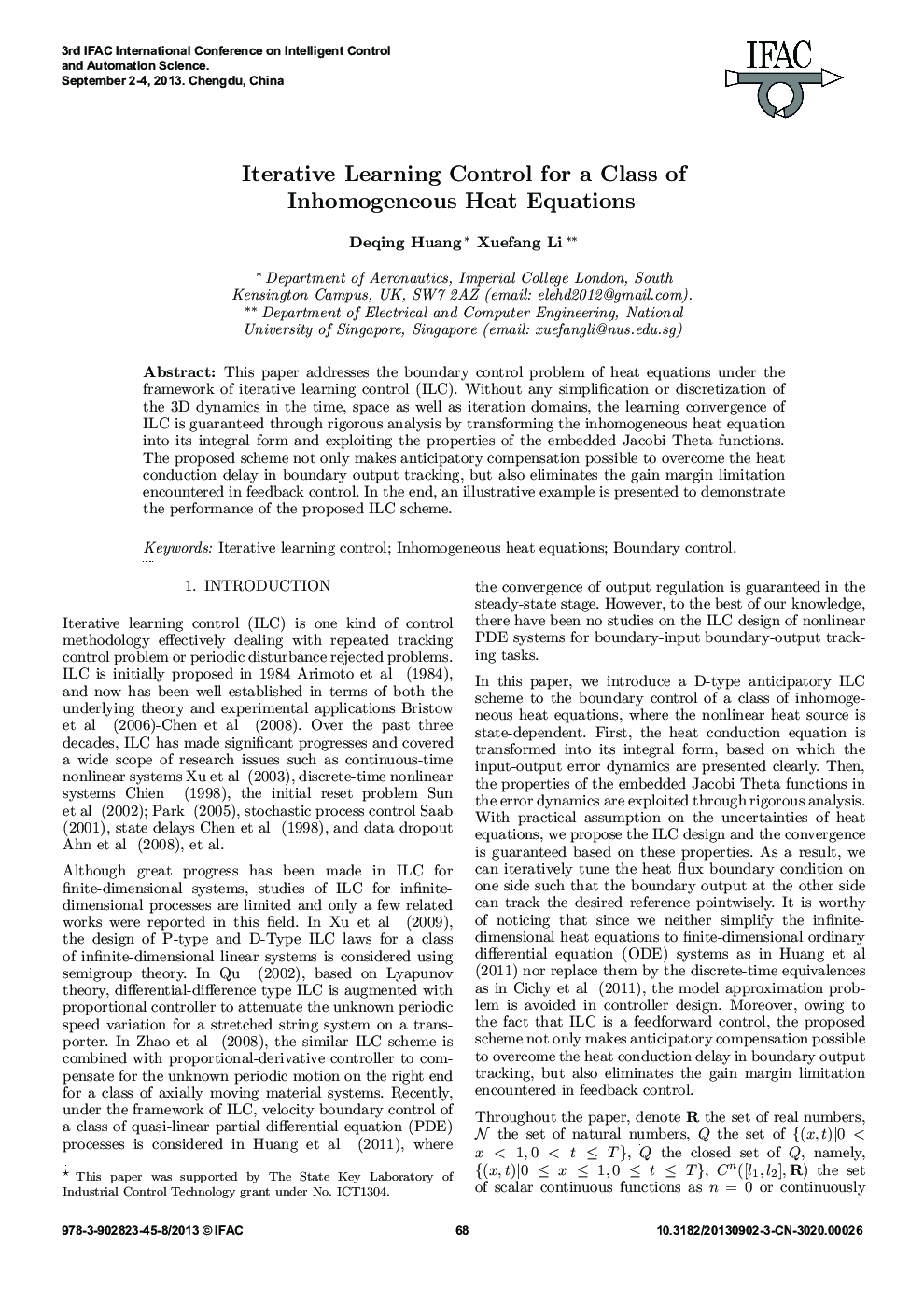 Iterative Learning Control for a Class of Inhomogeneous Heat Equations 