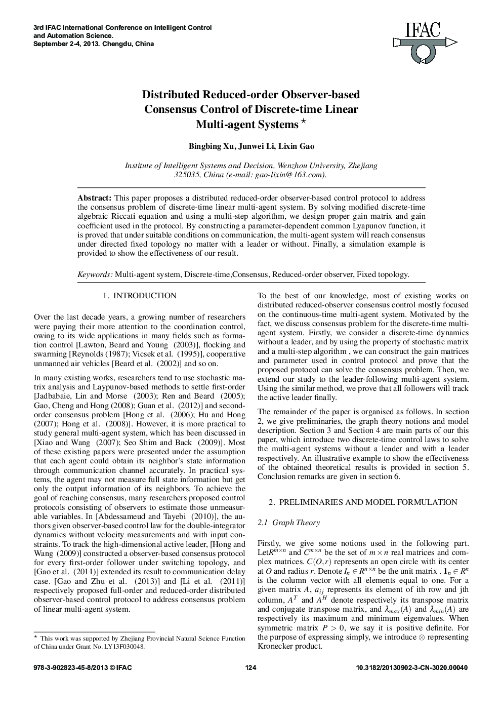 Distributed Reduced-order Observer-based Consensus Control of Discrete-time Linear Multi-agent Systems 