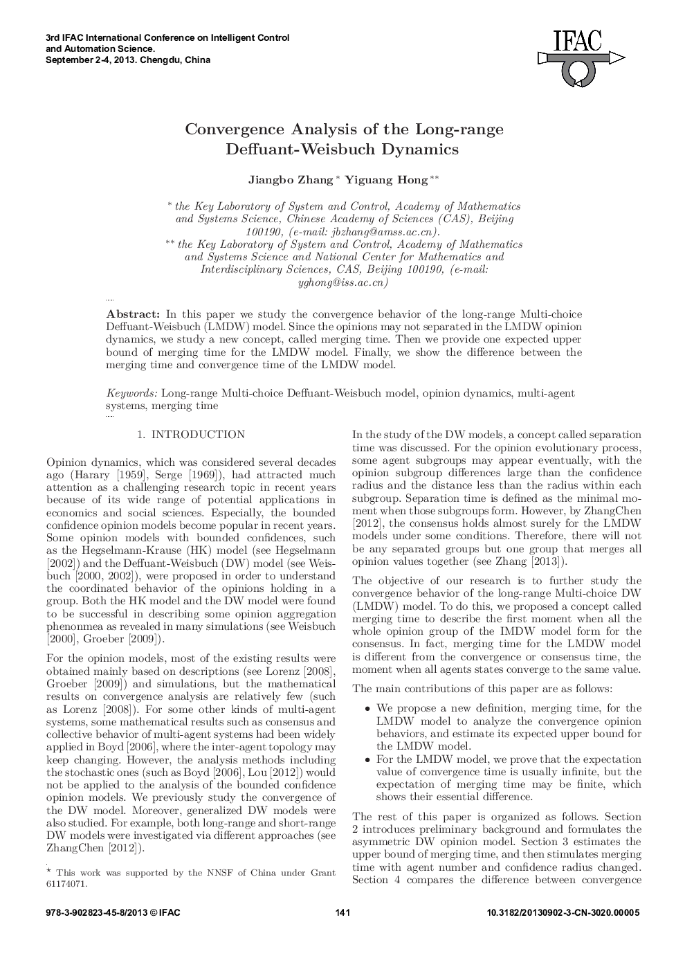 Convergence Analysis of the Long-range Deffuant-Weisbuch Dynamics 