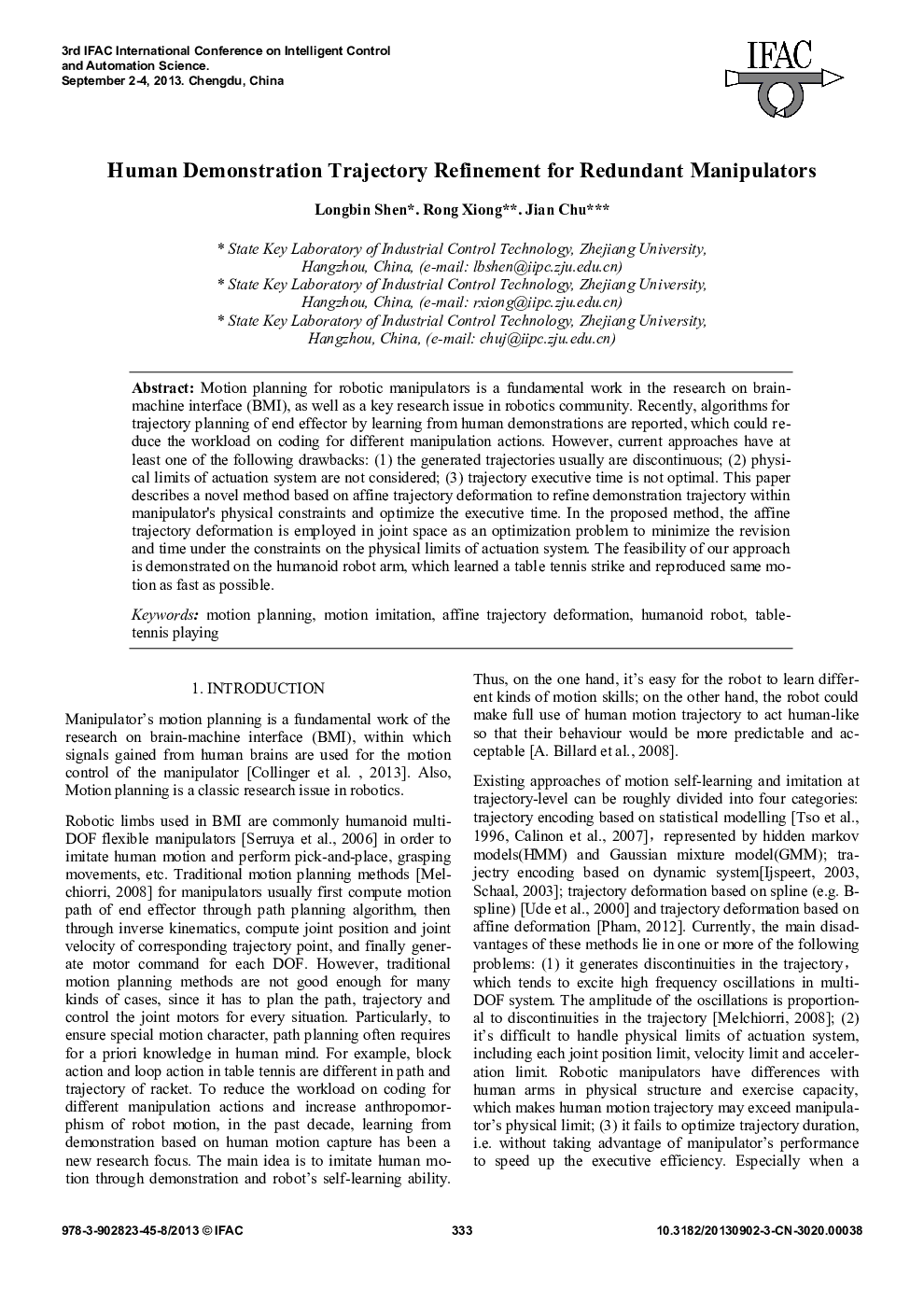 Human Demonstration Trajectory Refinement for Redundant Manipulators