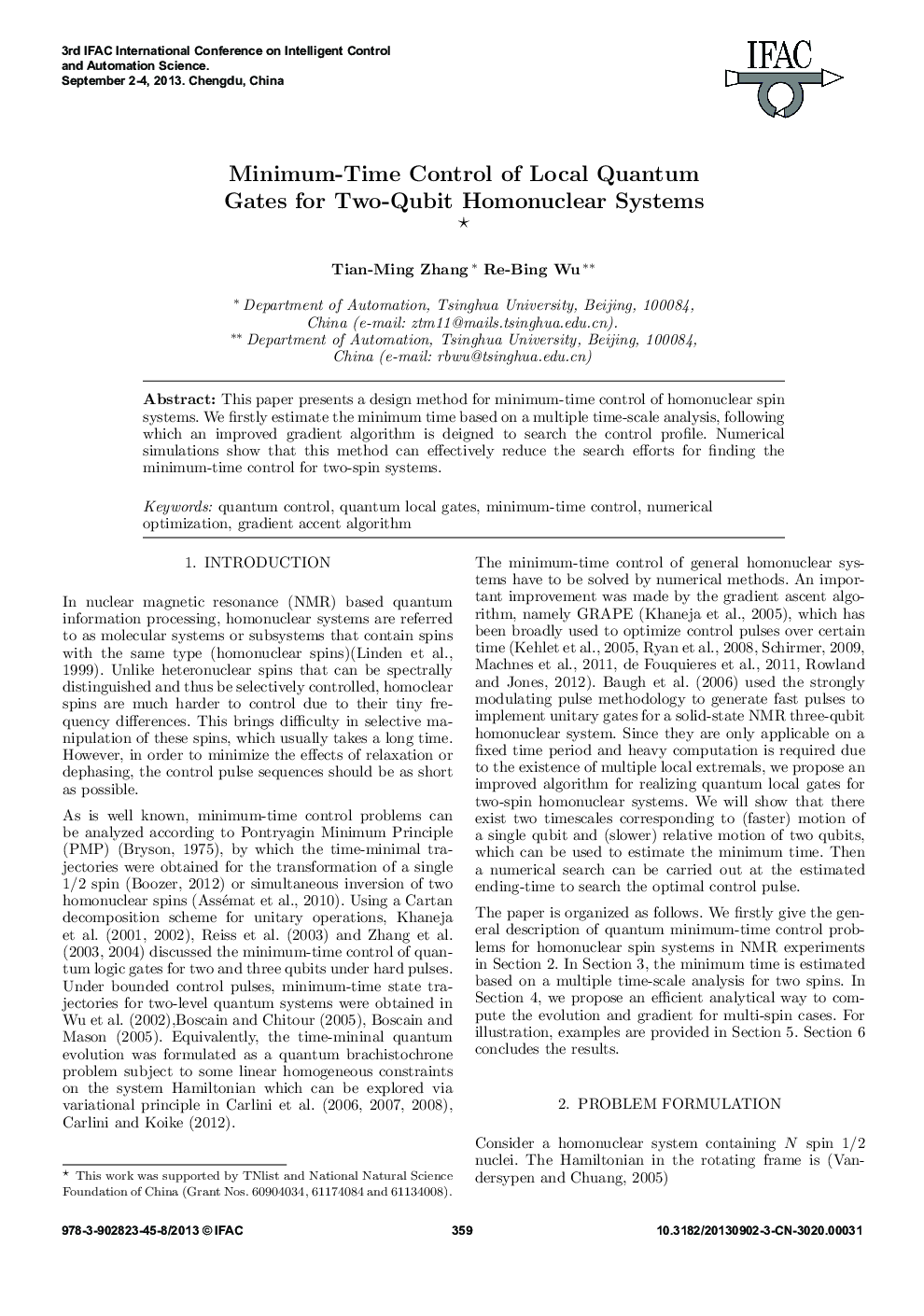 Minimum-Time Control of Local Quantum Gates for Two-Qubit Homonuclear Systems 