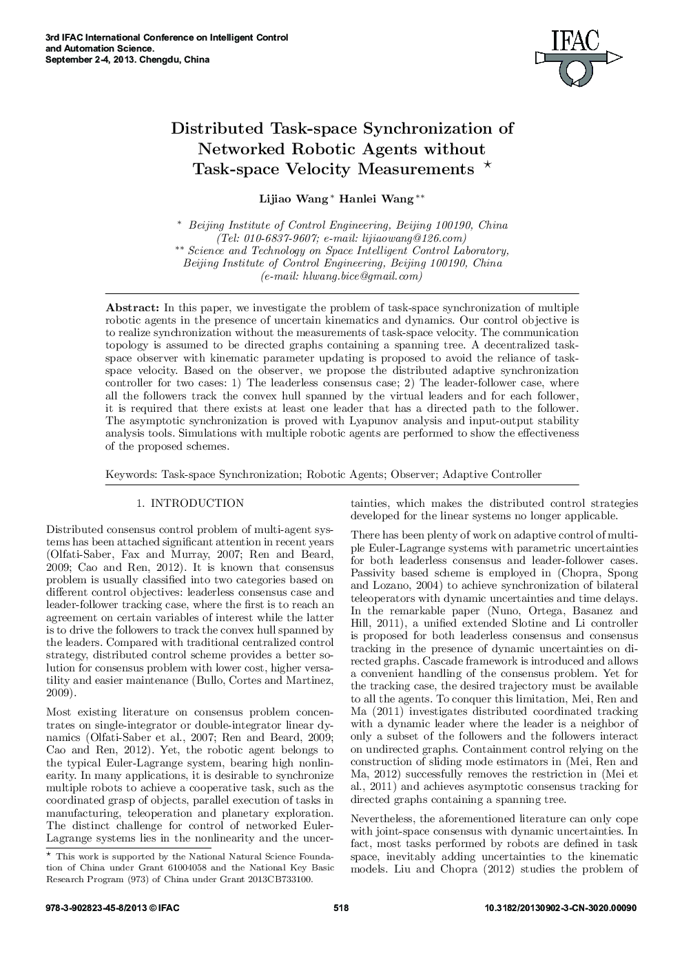 Distributed Task-space Synchronization of Networked Robotic Agents without Task-space Velocity Measurements 