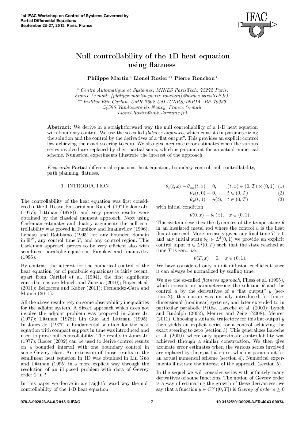 Null controllability of the 1D heat equation using flatness