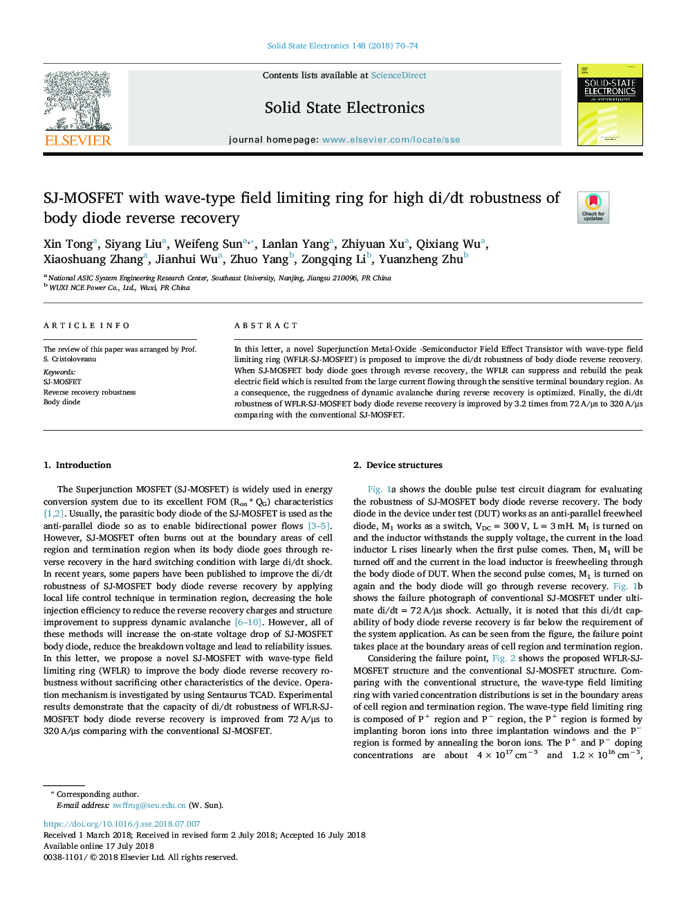 SJ-MOSFET with wave-type field limiting ring for high di/dt robustness of body diode reverse recovery