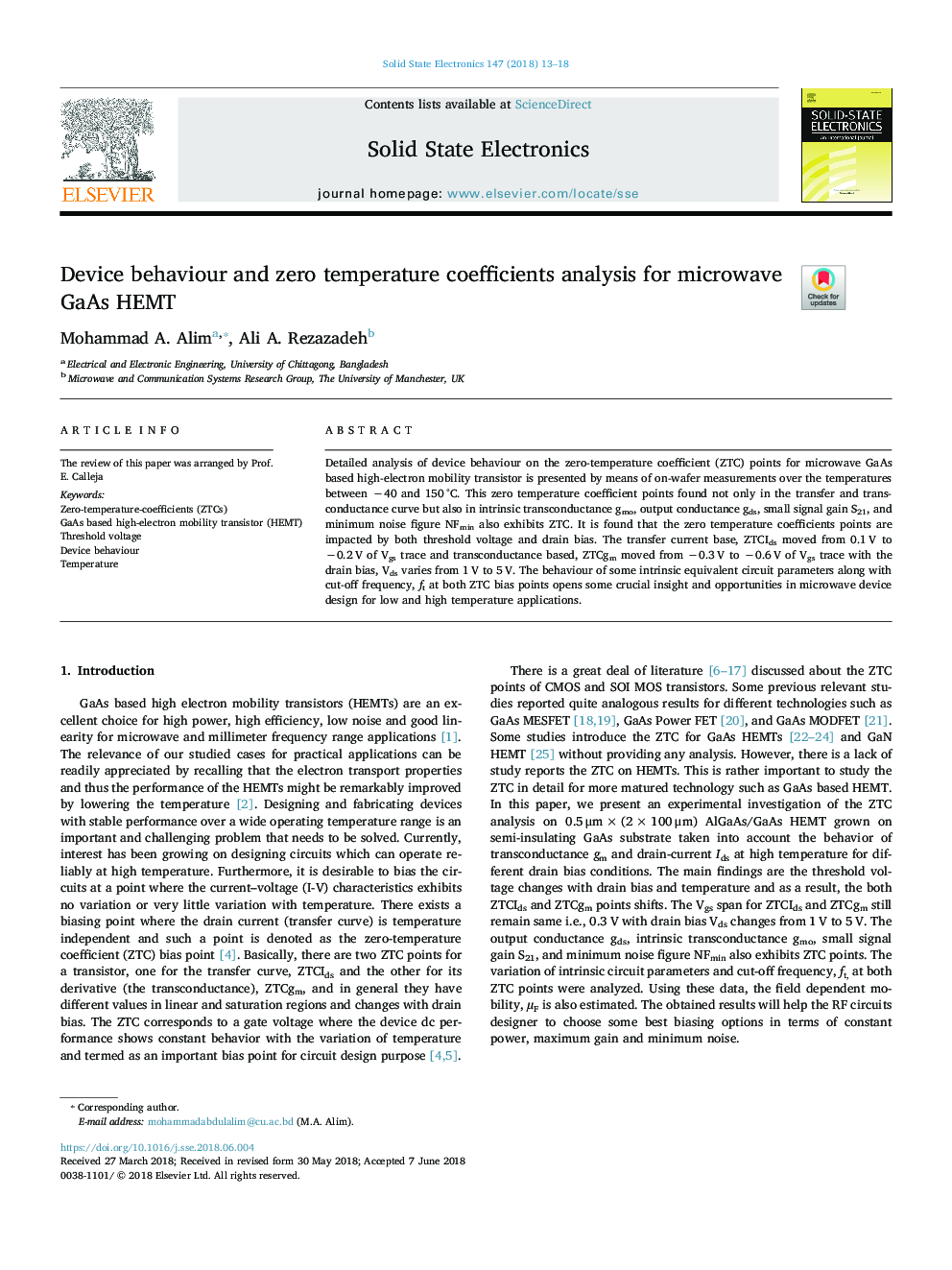 Device behaviour and zero temperature coefficients analysis for microwave GaAs HEMT