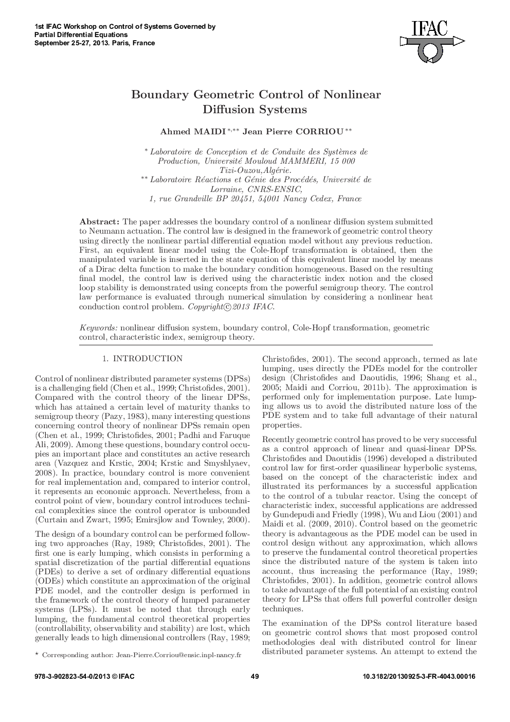 Boundary Geometric Control of Nonlinear Diffusion Systems