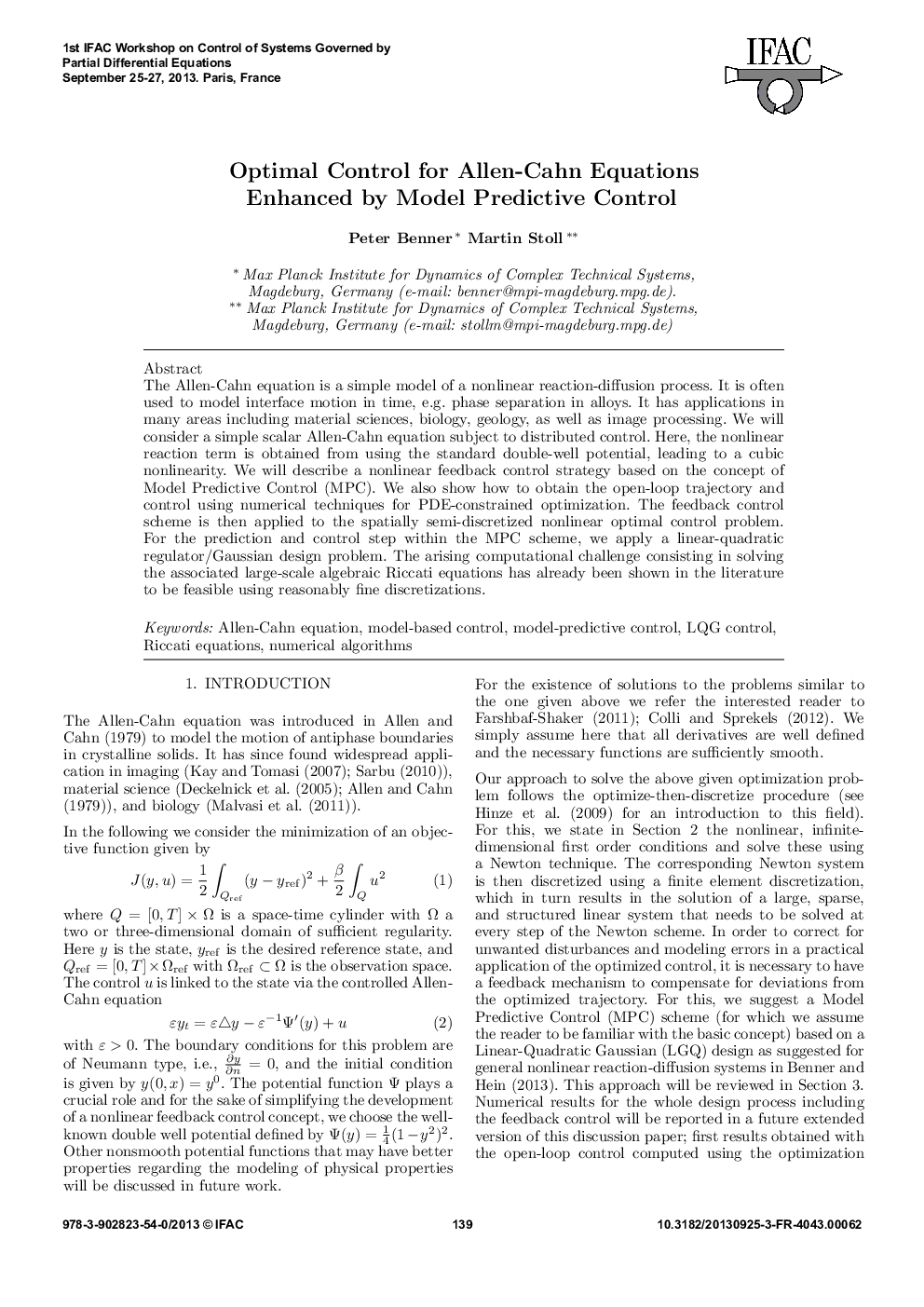 عکس صفحه اول مقاله: Optimal Control for Allen-Cahn Equations Enhanced by Model Predictive Control Optimal Control for Allen-Cahn Equations Enhanced by Model Predictive Control