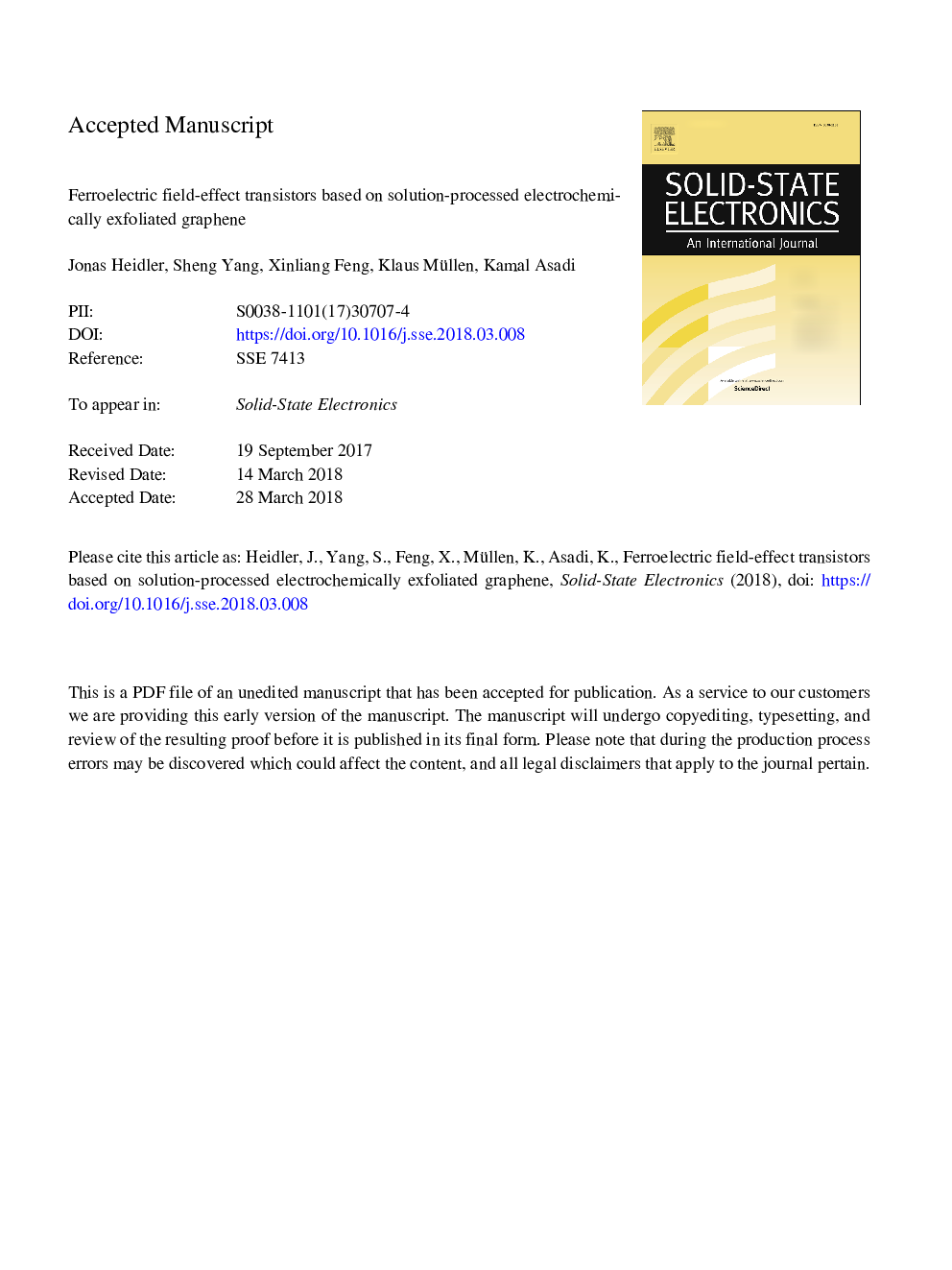 Ferroelectric field-effect transistors based on solution-processed electrochemically exfoliated graphene