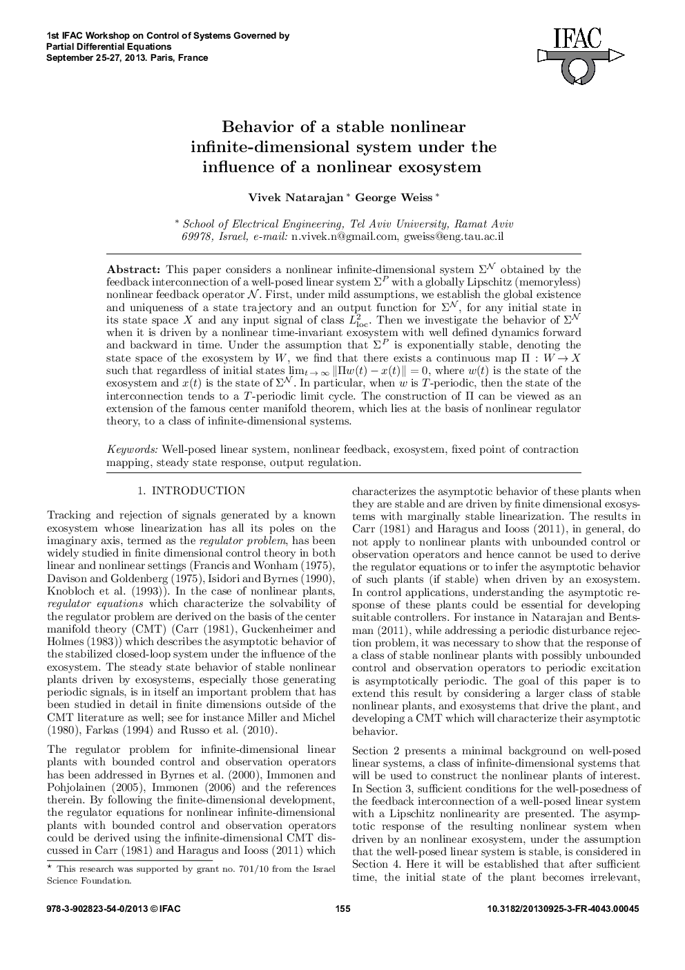 عکس صفحه اول مقاله: Behavior of a stable nonlinear infinite-dimensional system under the influence of a nonlinear exosystem Behavior of a stable nonlinear infinite-dimensional system under the influence of a nonlinear exosystem