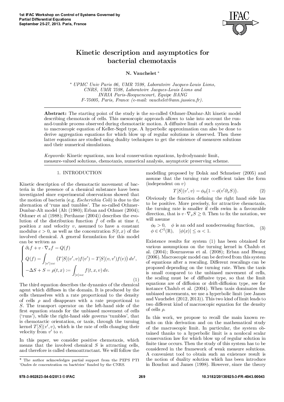 Kinetic description and asymptotics for bacterial chemotaxis 