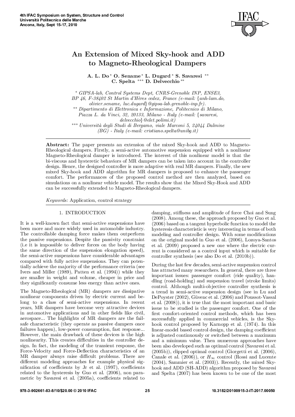 An Extension of Mixed Sky-hook and ADD to Magneto-Rheological Dampers