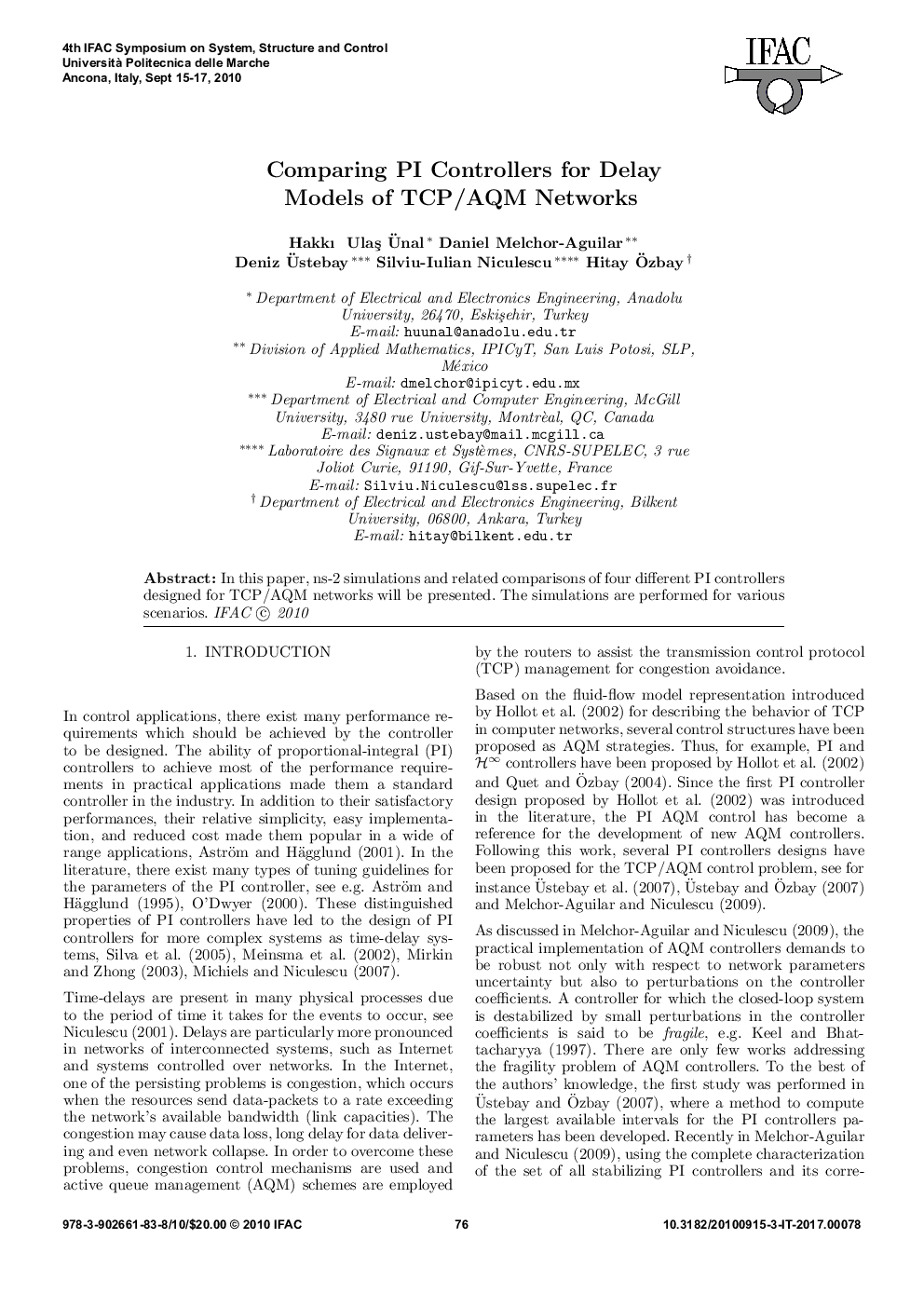 Comparing PI Controllers for Delay Models of TCP/AQM Networks