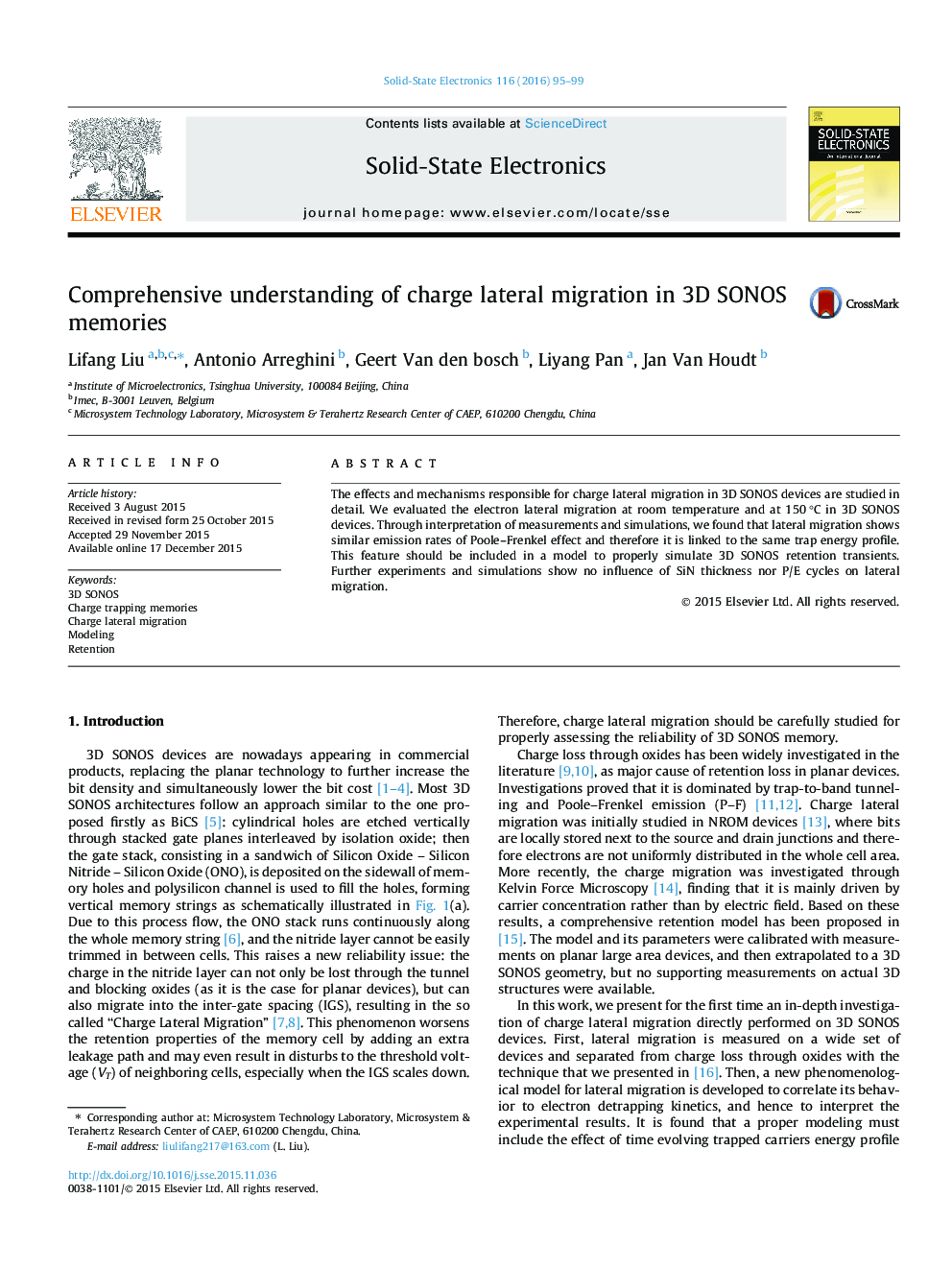 Comprehensive understanding of charge lateral migration in 3D SONOS memories