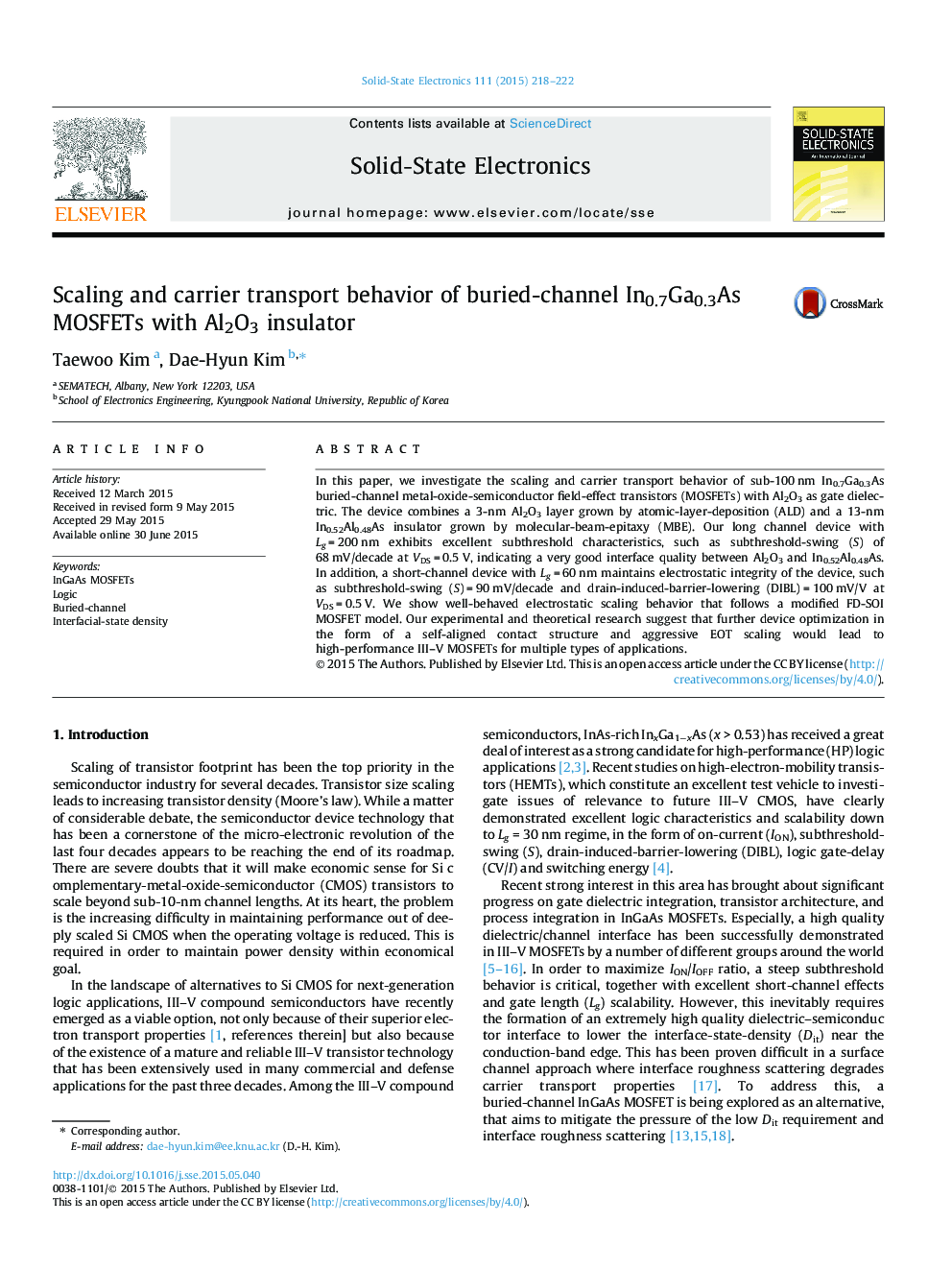 Scaling and carrier transport behavior of buried-channel In0.7Ga0.3As MOSFETs with Al2O3 insulator