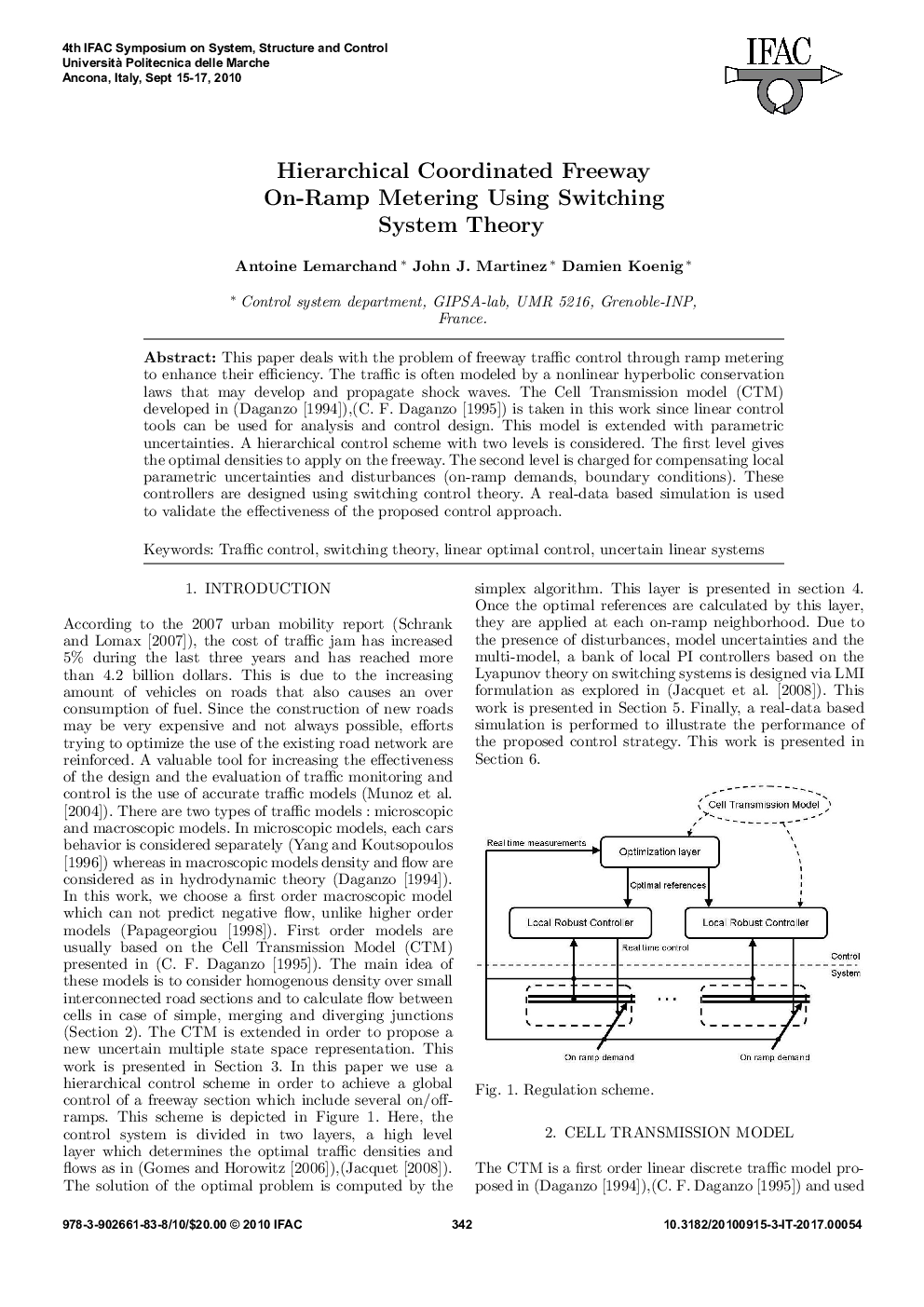 Hierarchical Coordinated Freeway On-Ramp Metering Using Switching System Theory