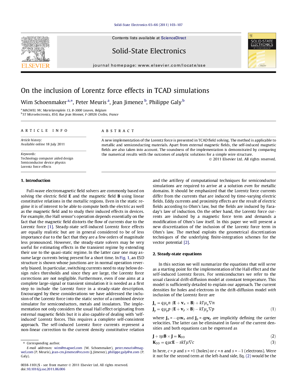 On the inclusion of Lorentz force effects in TCAD simulations