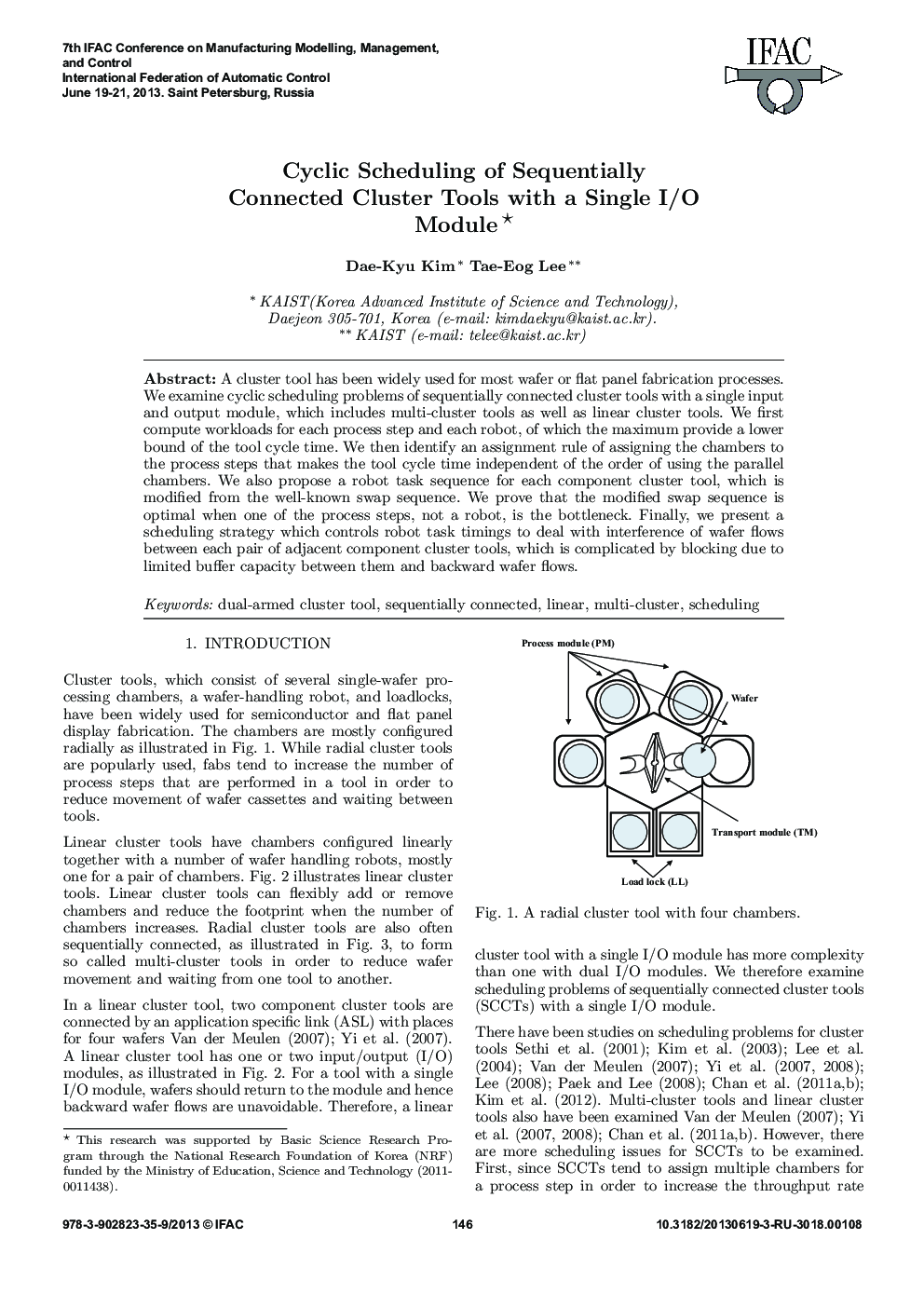عکس صفحه اول مقاله: Cyclic Scheduling of Sequentially Connected Cluster Tools with a Single I/O Module Cyclic Scheduling of Sequentially Connected Cluster Tools with a Single I/O Module