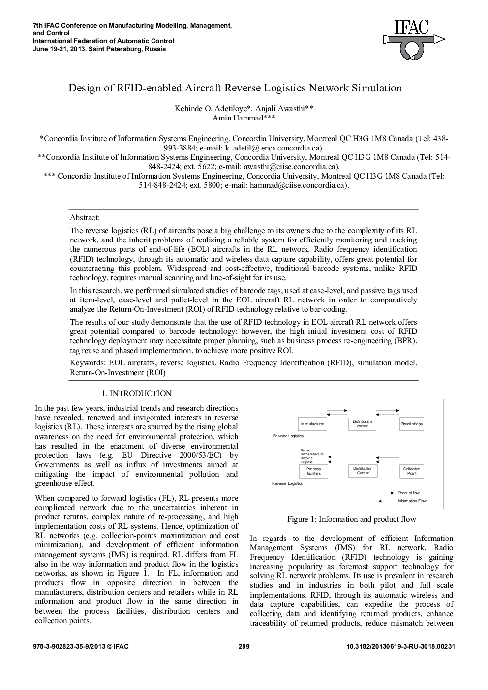 عکس صفحه اول مقاله: Design of RFID-enabled Aircraft Reverse Logistics Network Simulation Design of RFID-enabled Aircraft Reverse Logistics Network Simulation