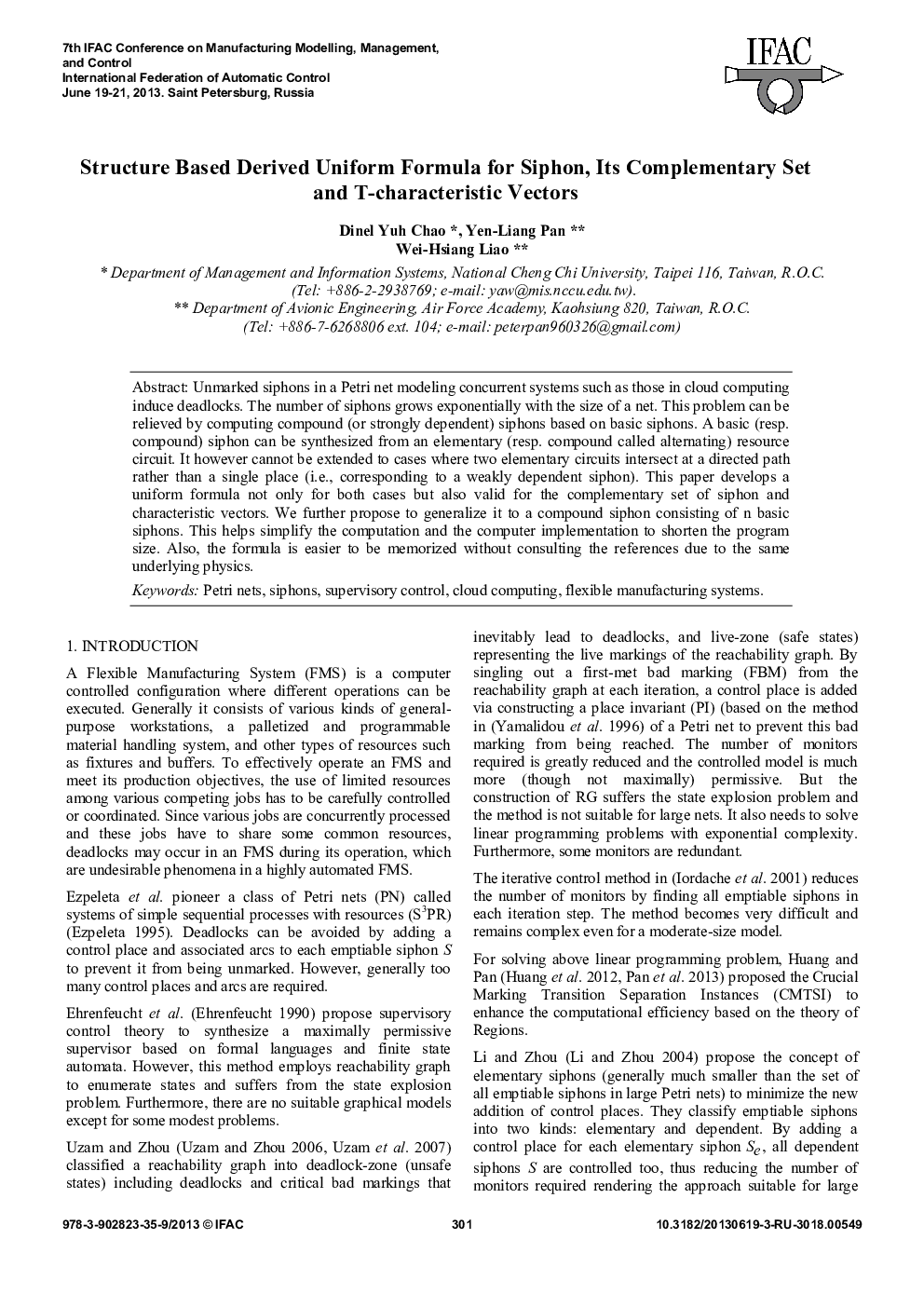 عکس صفحه اول مقاله: Structure Based Derived Uniform Formula for Siphon, Its Complementary Set and T-characteristic Vectors Structure Based Derived Uniform Formula for Siphon, Its Complementary Set and T-characteristic Vectors
