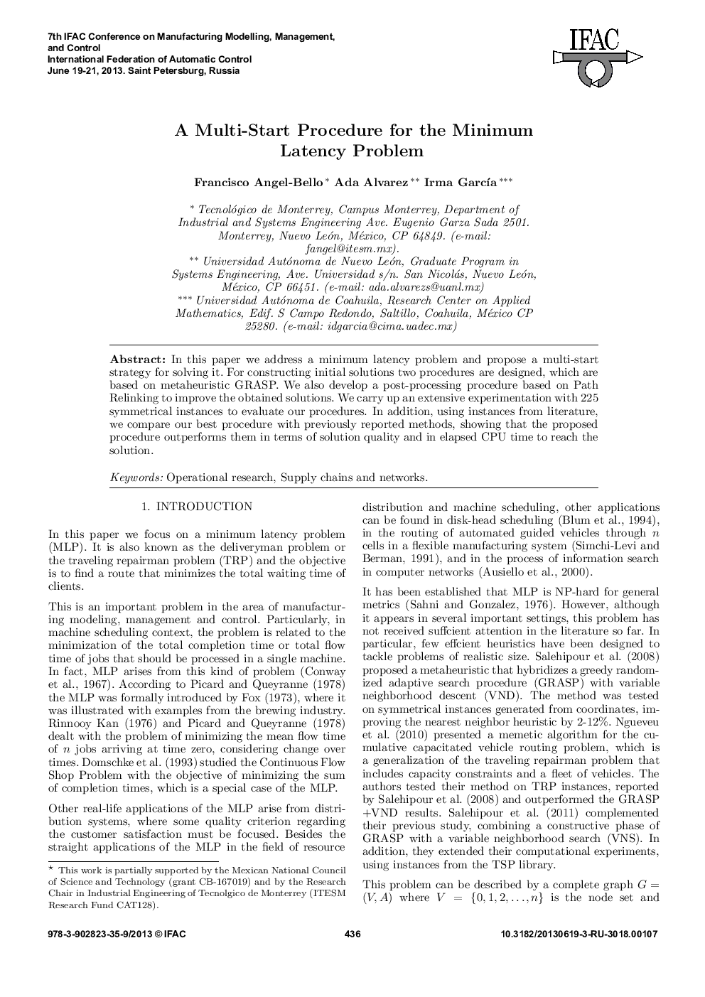 A Multi-Start Procedure for the Minimum Latency Problem 