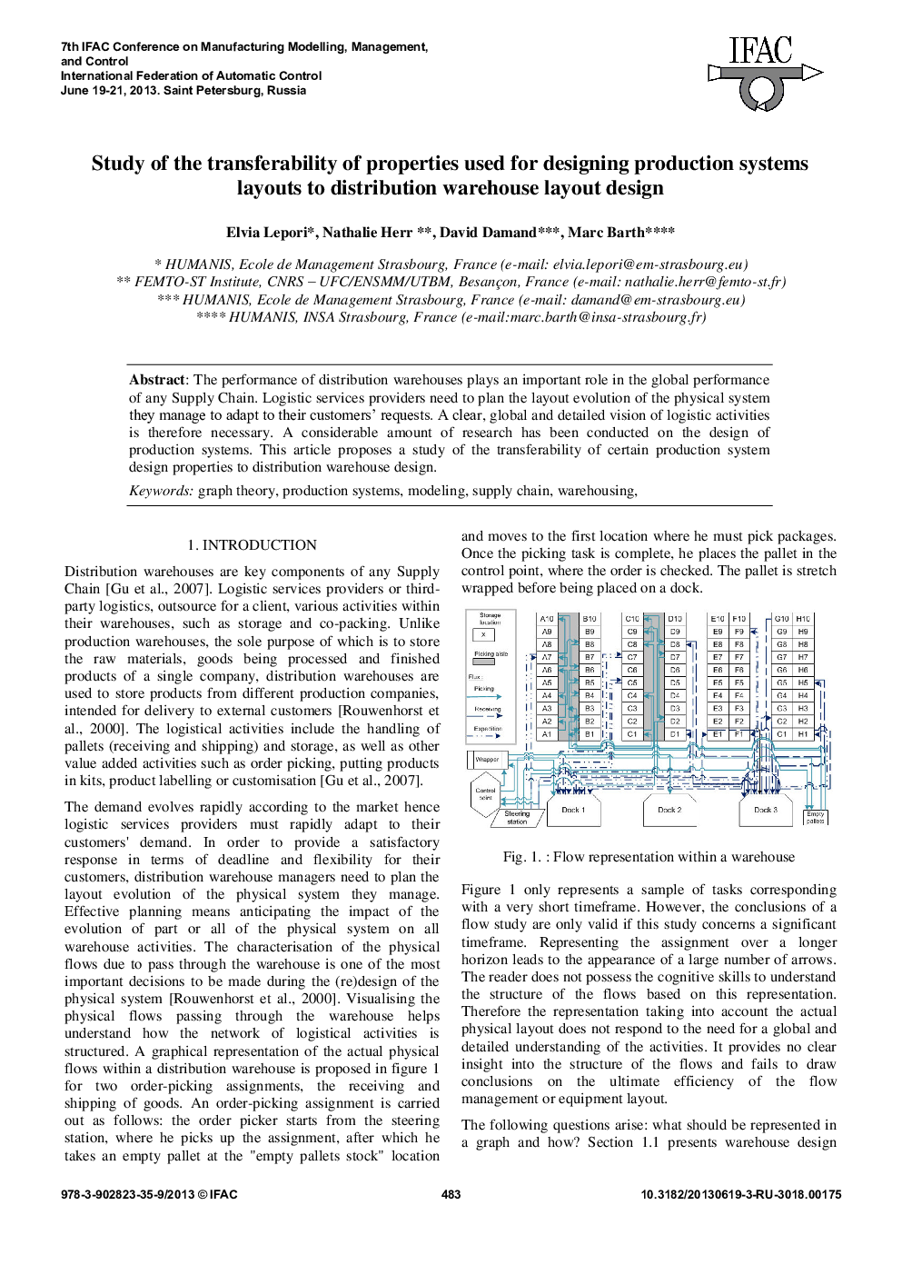 Study of the transferability of properties used for designing production systems layouts to distribution warehouse layout design