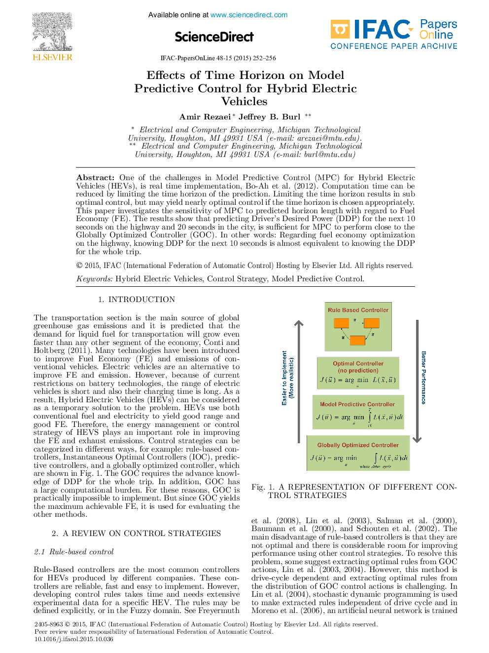 Effects of Time Horizon on Model Predictive Control for Hybrid Electric Vehicles