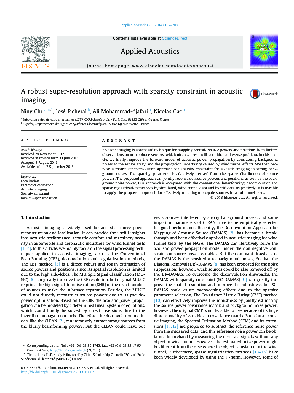 A robust super-resolution approach with sparsity constraint in acoustic imaging