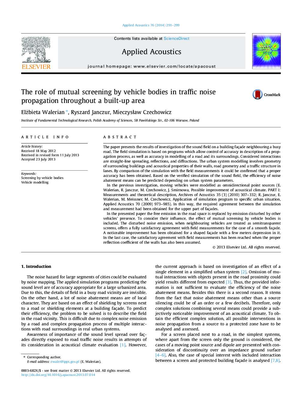 The role of mutual screening by vehicle bodies in traffic noise propagation throughout a built-up area