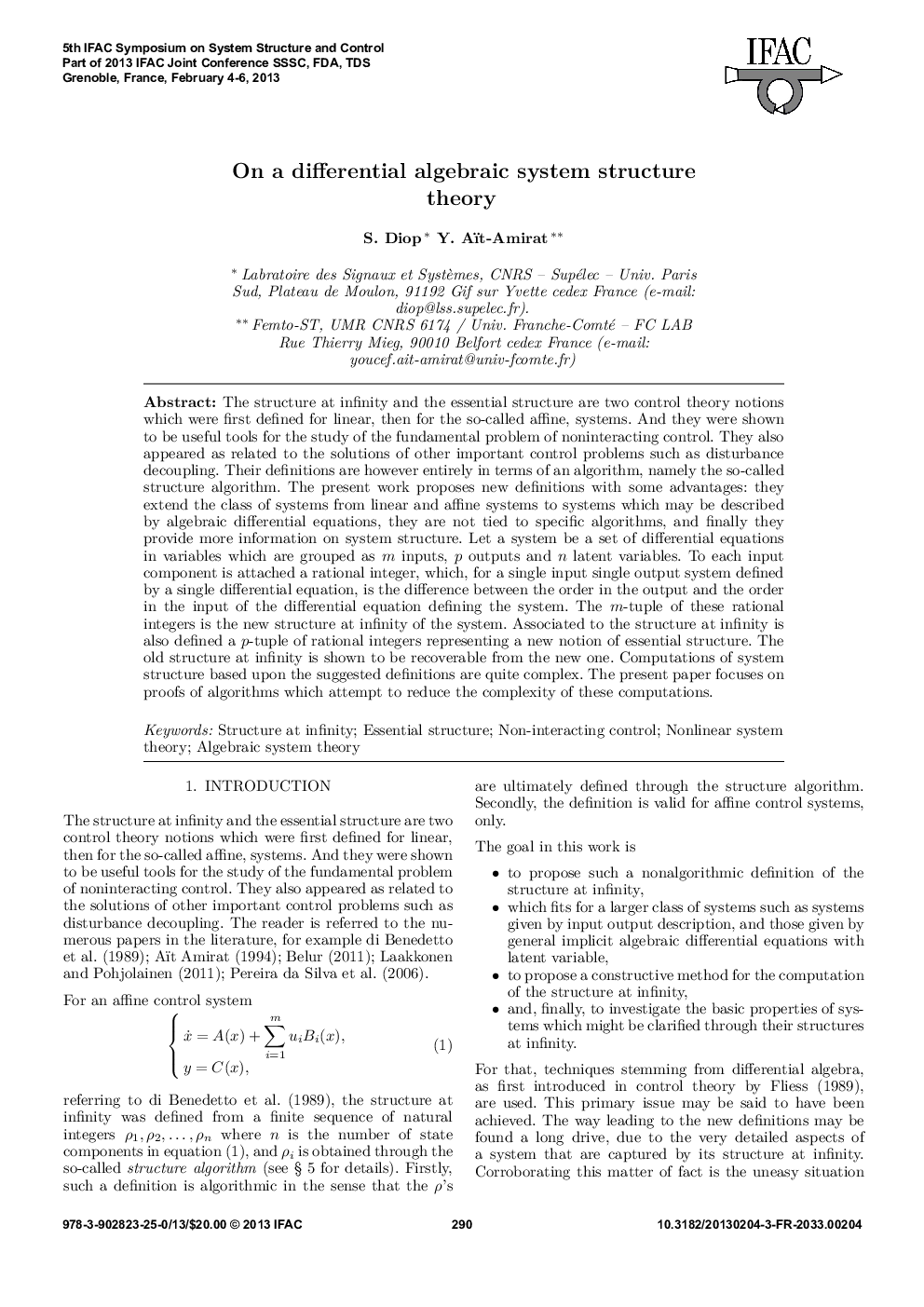 On a differential algebraic system structure theory