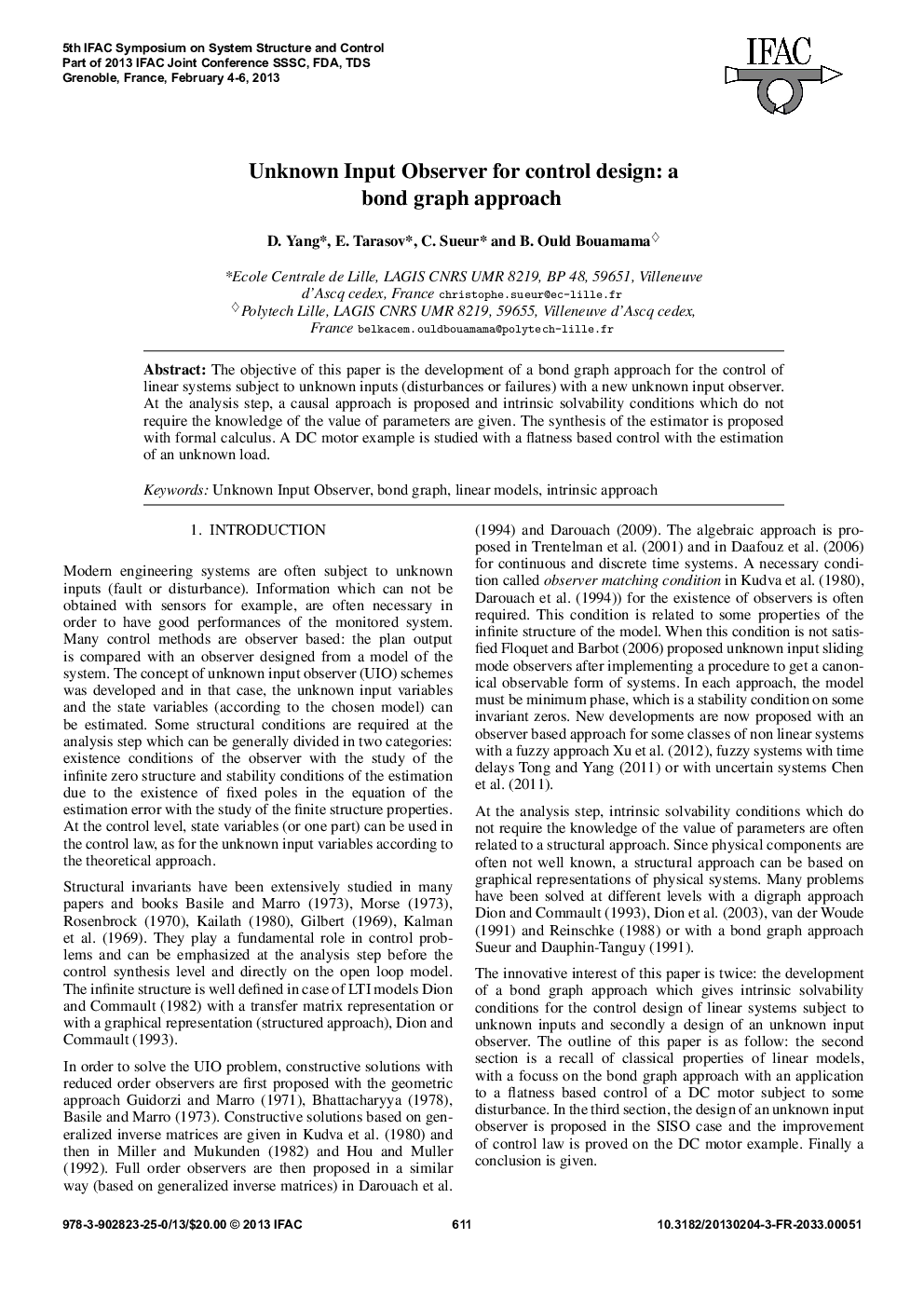 Unknown Input Observer for control design: a bond graph approach