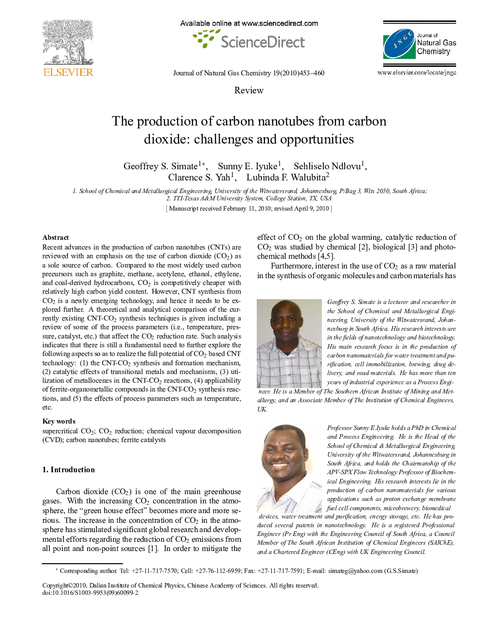 The production of carbon nanotubes from carbon dioxide: challenges and opportunities